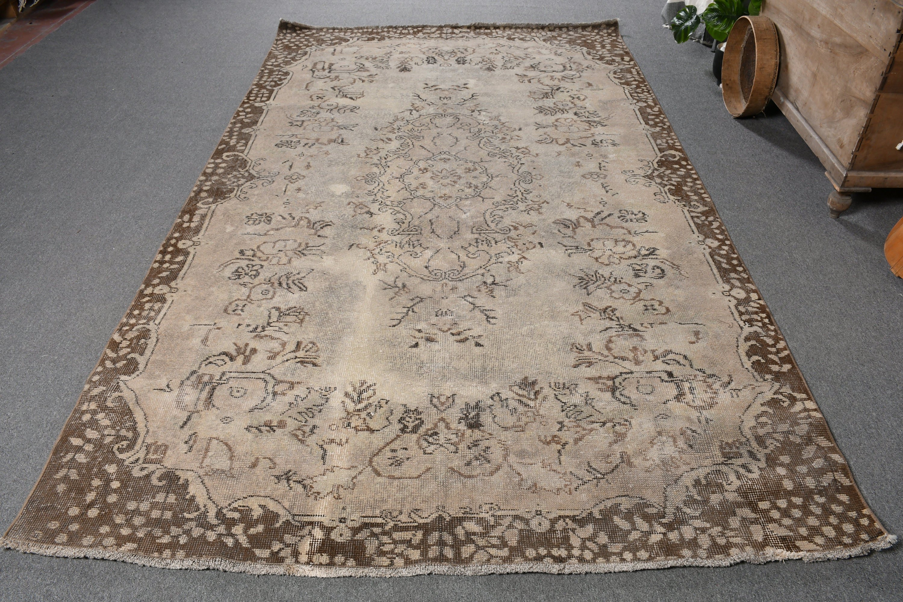 Oturma Odası Halısı, Vintage Halı, 5.8x9.8 ft Büyük Halı, Yatak Odası Halıları, Yemek Odası Halıları, Oryantal Halılar, Bej Fas Halısı, Türk Halısı