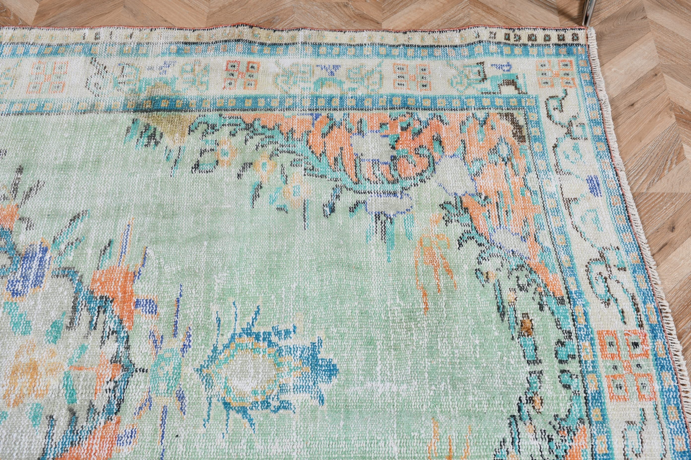 Oturma Odası Halısı, 5.7x8.9 ft Büyük Halı, Yeşil Oushak Halısı, Fas Halıları, Yemek Odası Halıları, Türk Halısı, Boho Halısı, Vintage Halı