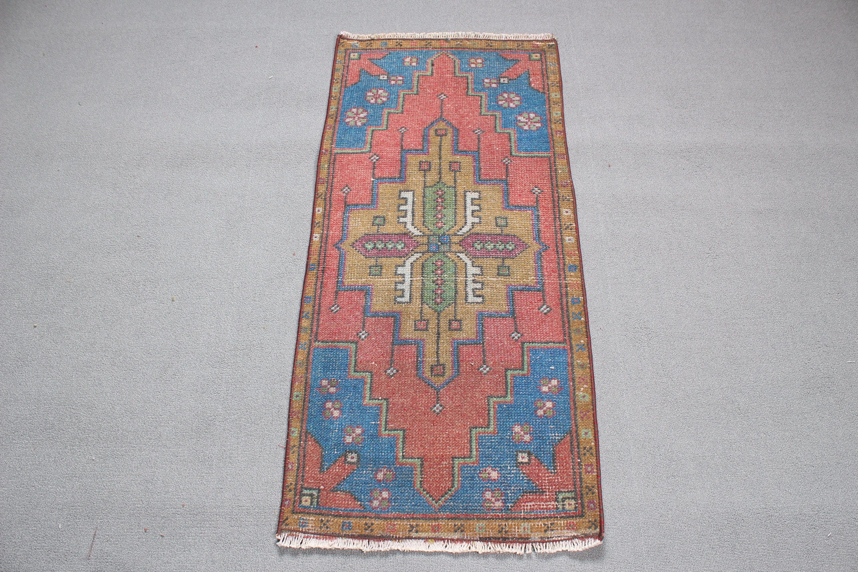 Lüks Halı, Küçük Boho Halı, Vintage Halılar, Kırmızı Soğuk Halı, Ev İçin Hediye Halı, 1.6x3.6 ft Küçük Halı, Türk Halıları, Havalı Halılar, Banyo Halısı