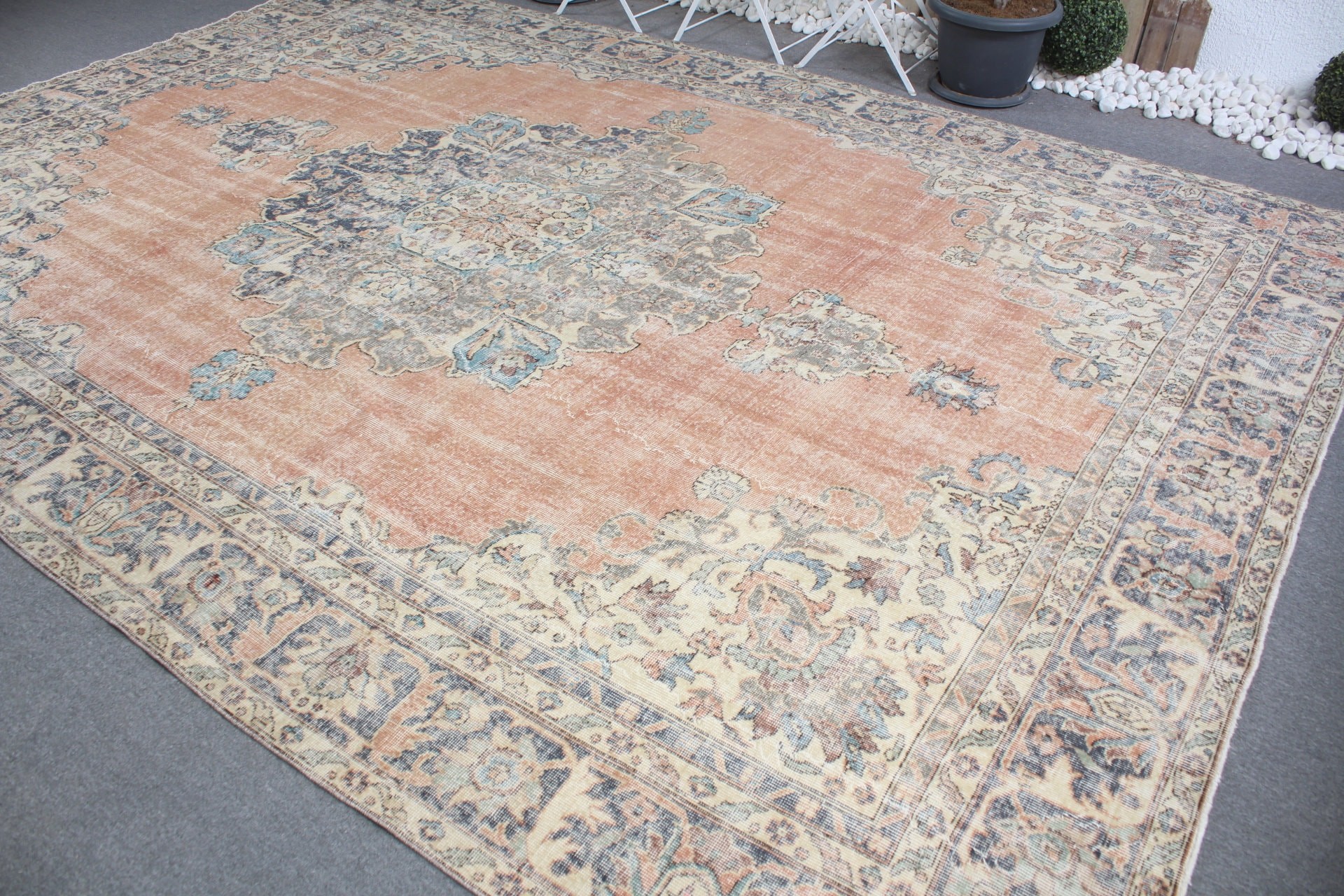 9x12.6 ft Oversize Rugs, Anatolian Rugs, Muted Rug, Dining Room Rug, Floor Rug, Salon Rugs, Orange Anatolian Rugs, Vintage Rug, Turkish Rug