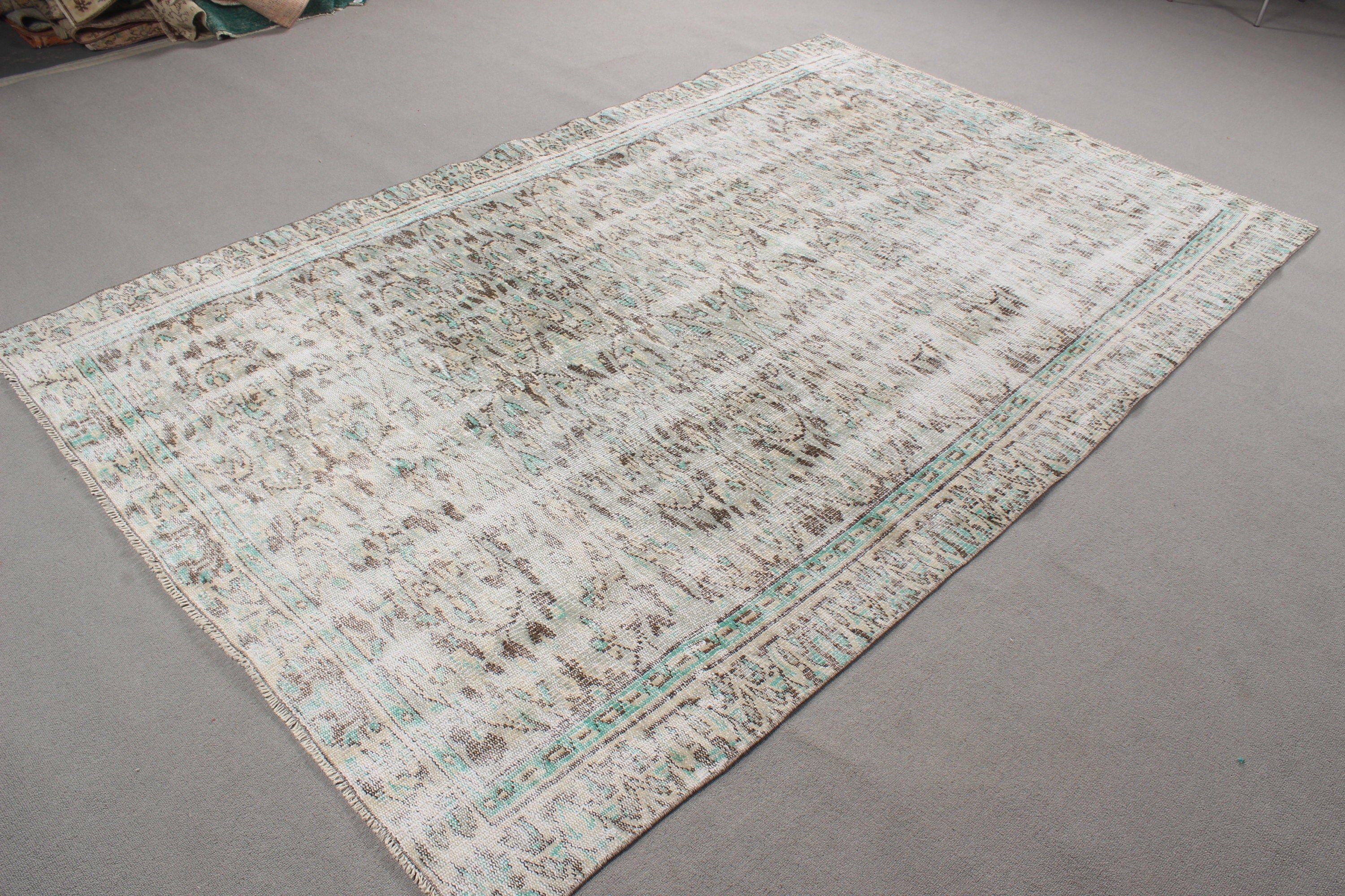 Large Oushak Rug, Oriental Rugs, Vintage Rugs, Boho Rug, Turkish Rugs, Green Cool Rugs, Moroccan Rugs, 5.5x8.8 ft Large Rugs, Bedroom Rug