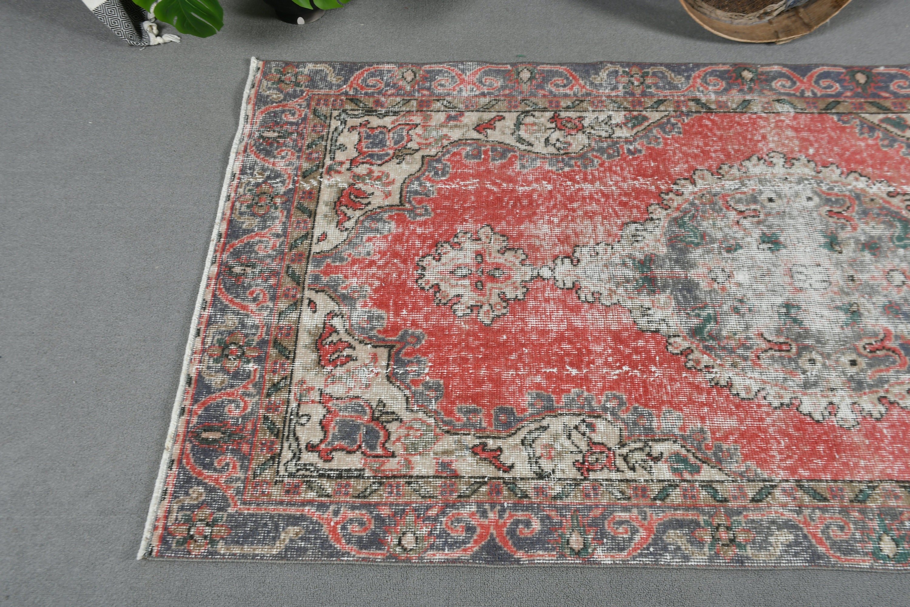 Turkish Rug, Red Home Decor Rug, Bedroom Rugs, Kitchen Rugs, 3.4x6.3 ft Accent Rug, Nursery Rug, Vintage Rug, Antique Rug, Office Rug