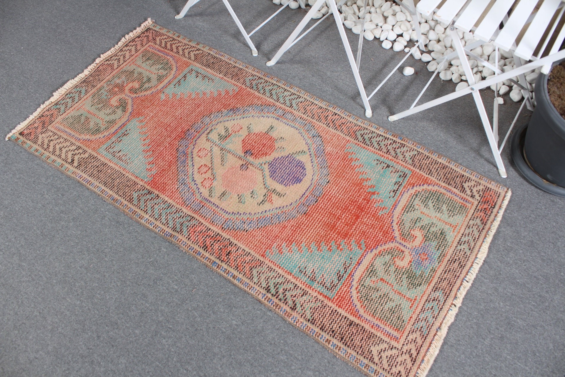 Door Mat Rug, Vintage Rug, Wall Hanging Rug, Home Decor Rugs, Art Rug, 2.5x4.9 ft Small Rug, Red Home Decor Rug, Turkish Rug, Anatolian Rug