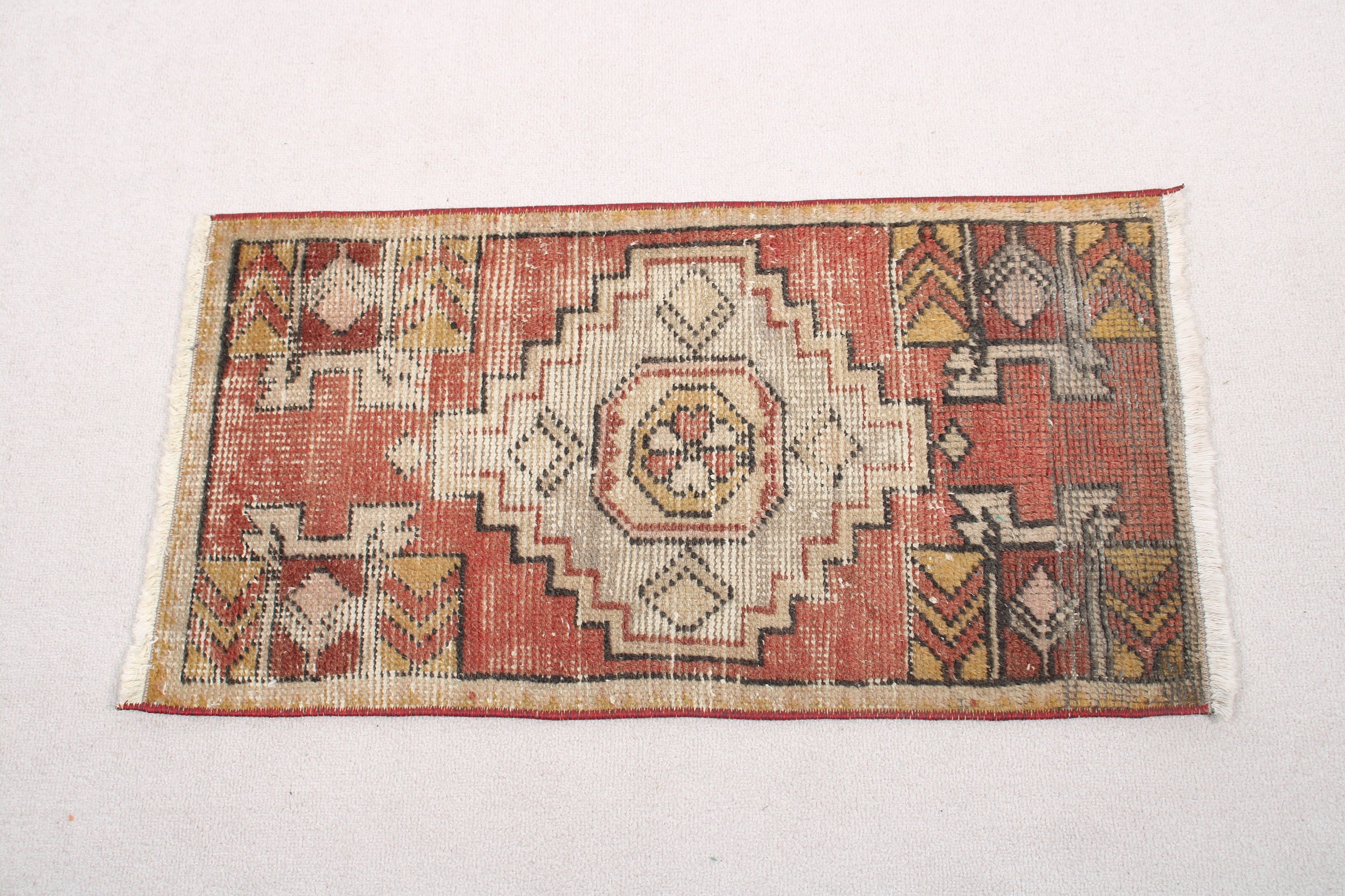 Decorative Rugs, Nursery Rug, 1.4x2.7 ft Small Rugs, Turkish Rug, Kitchen Rug, Red Handwoven Rug, Handwoven Rug, Vintage Rugs, Antique Rugs