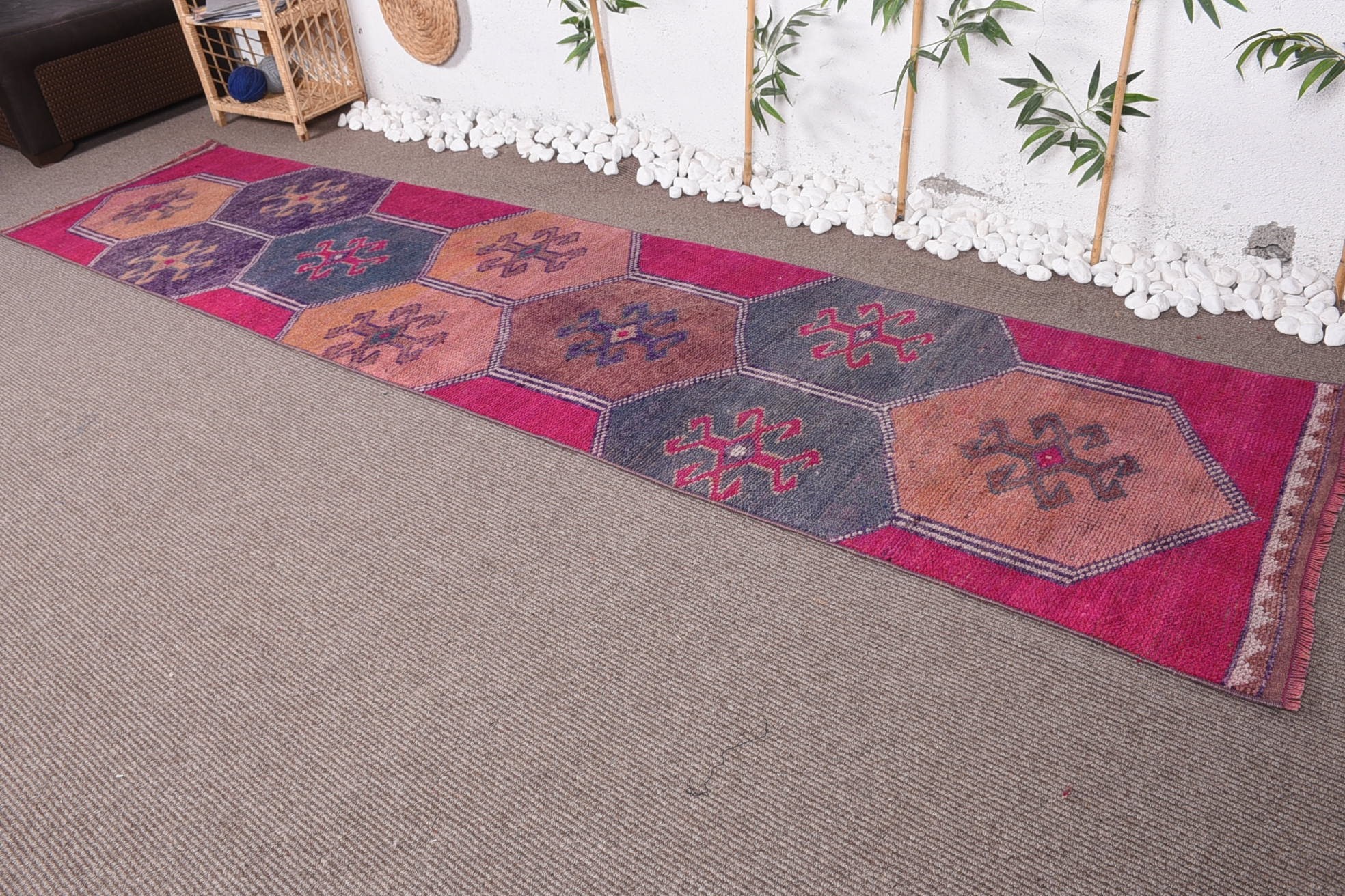 Anatolian Rugs, Hallway Rug, Ethnic Rugs, Pink Floor Rug, 2.2x10.9 ft Runner Rug, Vintage Rug, Kitchen Rugs, Turkish Rug