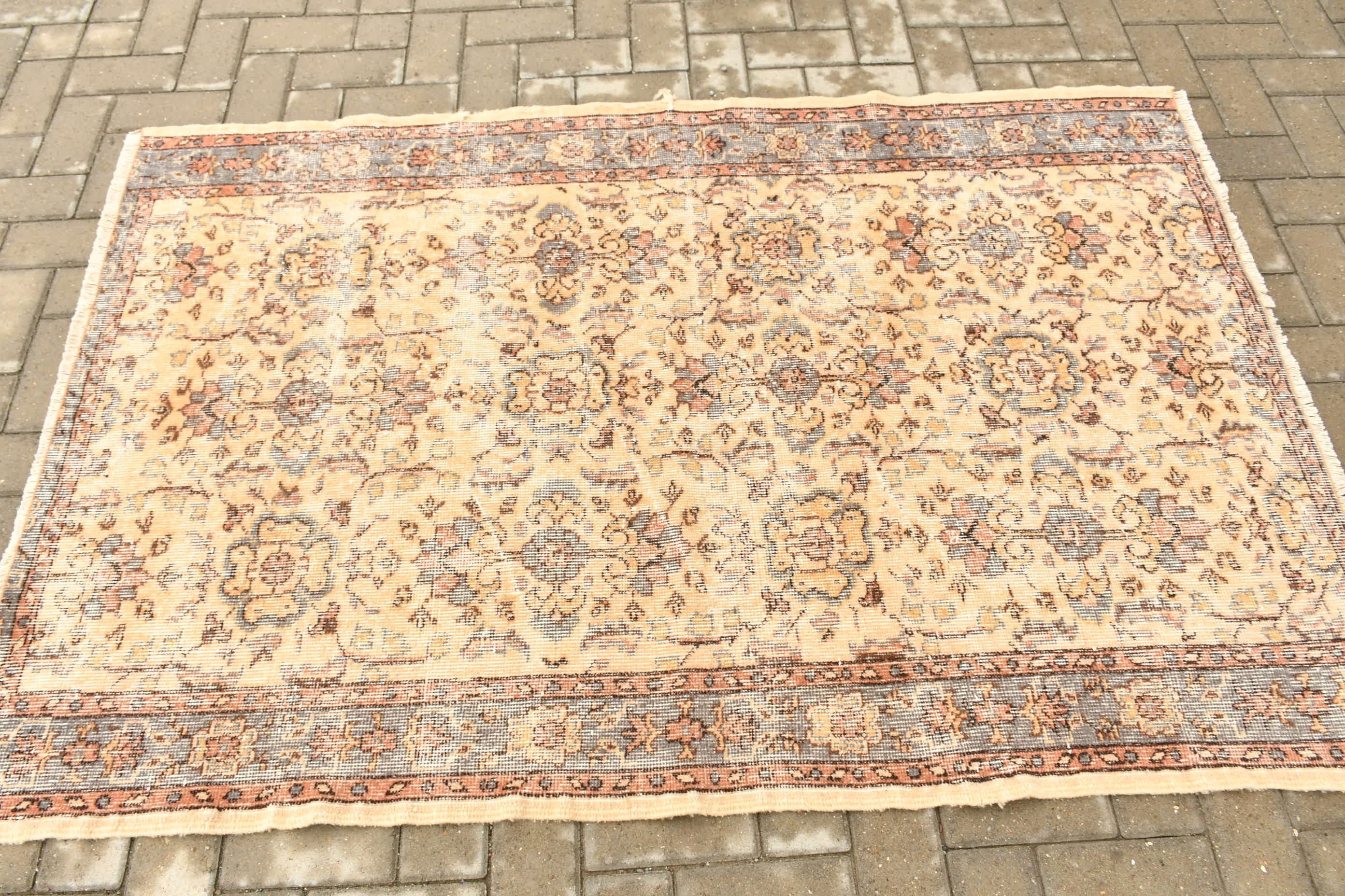 Turkish Rug, Kitchen Rug, Rugs for Bedroom, Nursery Rug, Beige  3.8x5.8 ft Accent Rug, Turkey Rug, Vintage Rug, Floor Rug