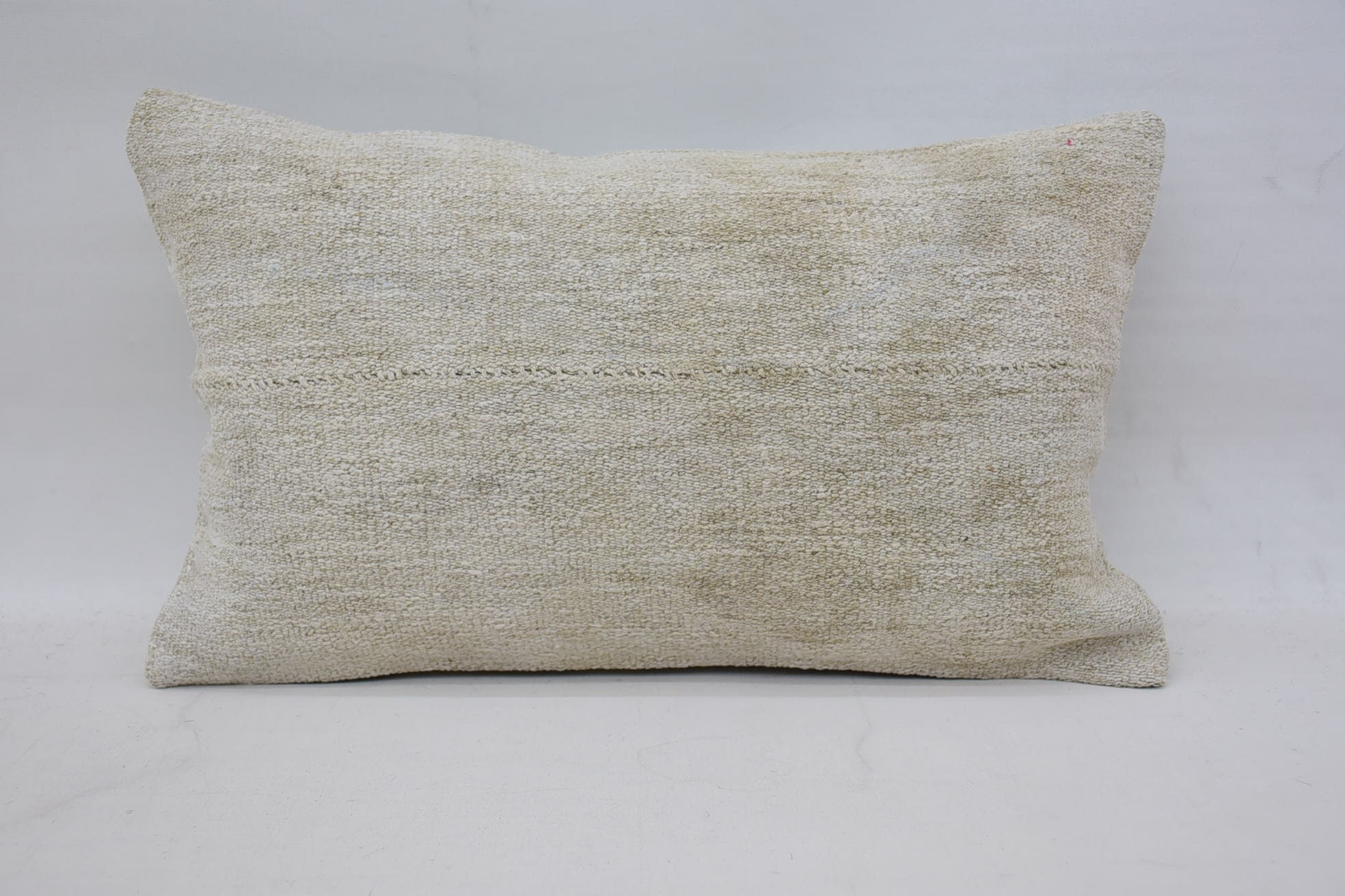 Gift Pillow, 12"x20" White Pillow Sham, Cozy Throw Pillow, Handmade Kilim Cushion, Decorative Throw Cushion, Boho Pillow