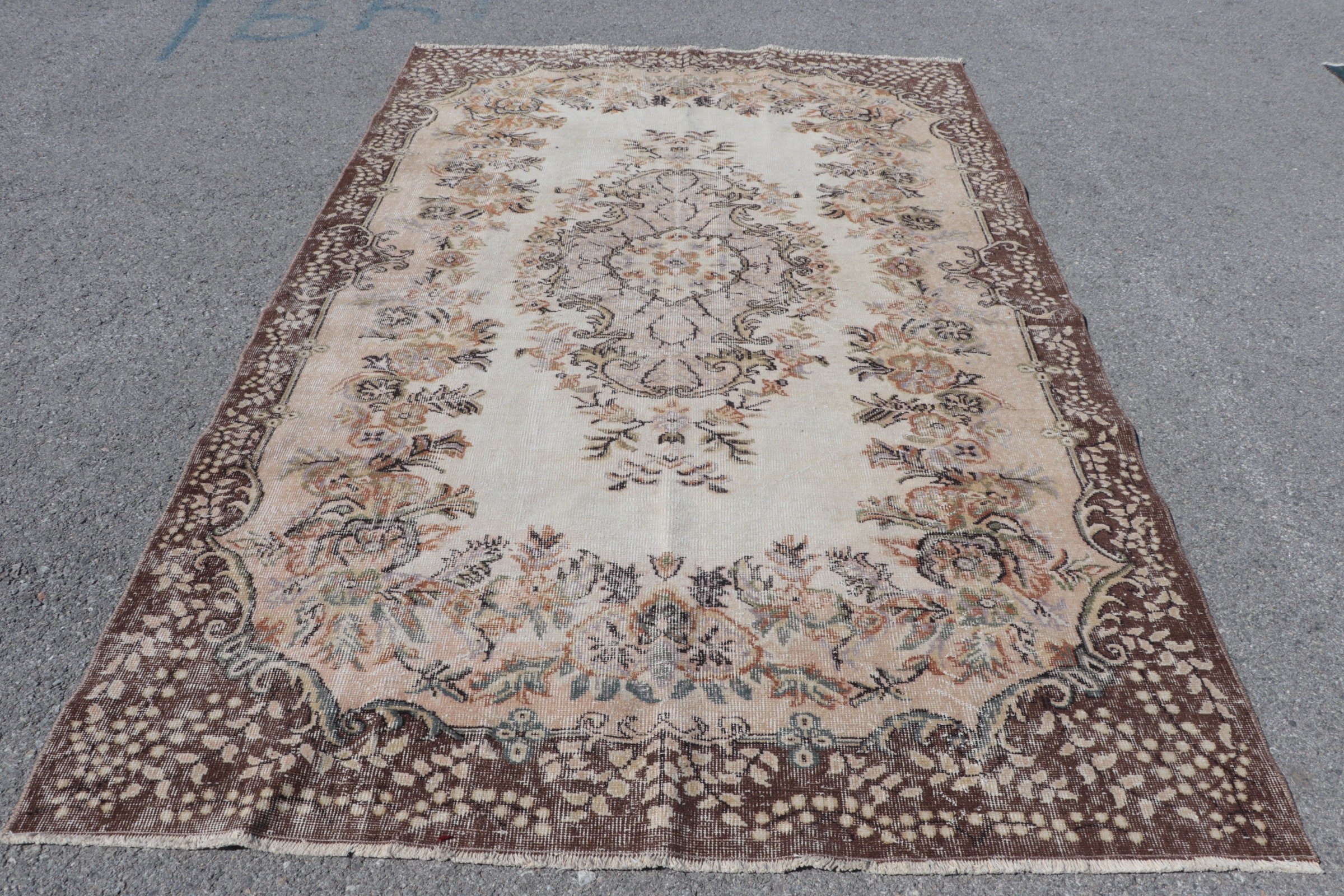 Anadolu Halıları, Türk Halısı, Sanat Halısı, 5.9x9.2 ft Büyük Halı, Yatak Odası Halısı, Kahverengi Fas Halısı, Yer Halıları, Yurt Halısı, Salon Halıları, Vintage Halılar