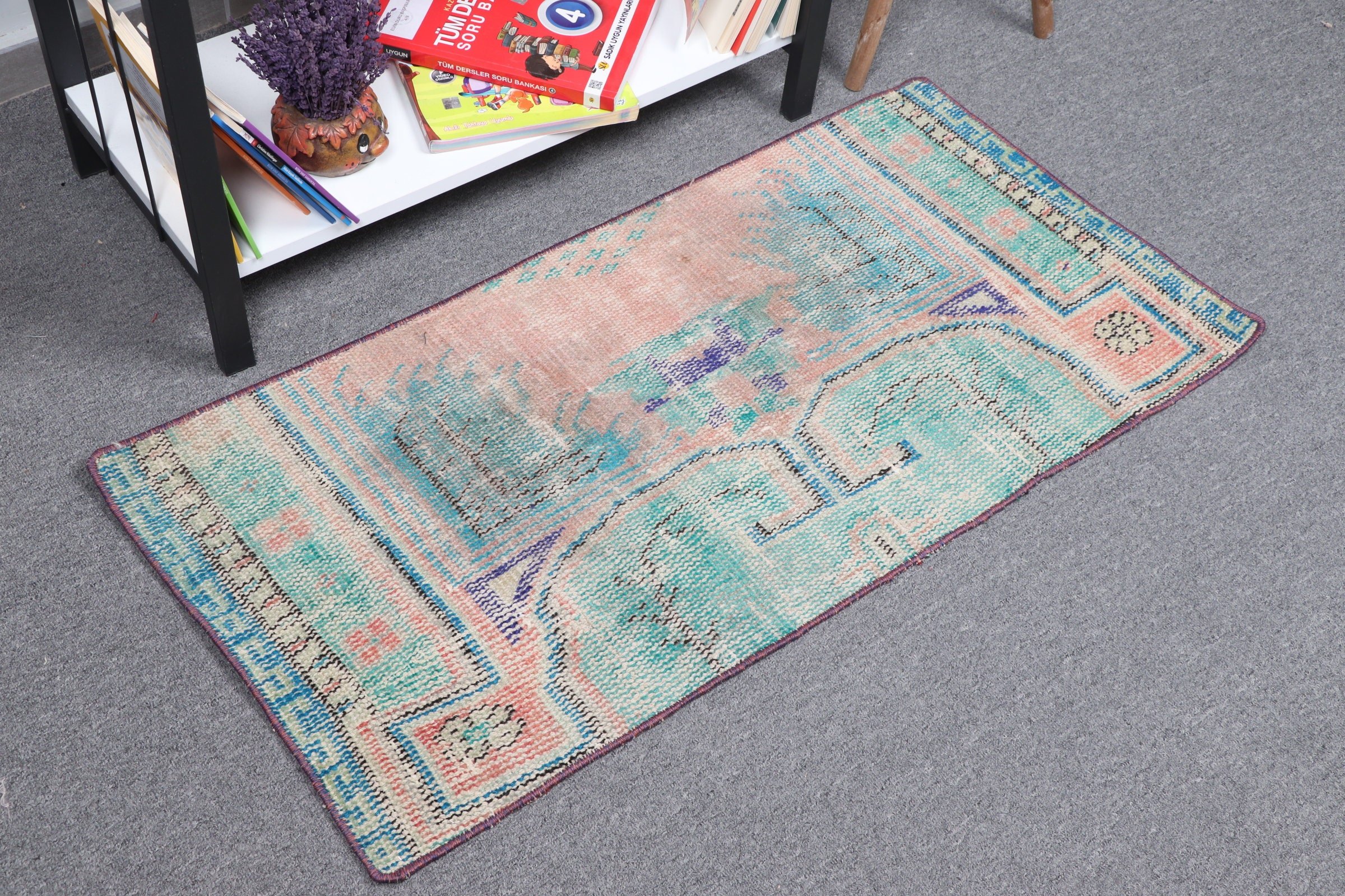 1.6x3.3 ft Small Rugs, Door Mat Rug, Cute Rugs, Bedroom Rug, Turkish Rugs, Wall Hanging Rug, Green Wool Rug, Vintage Rugs