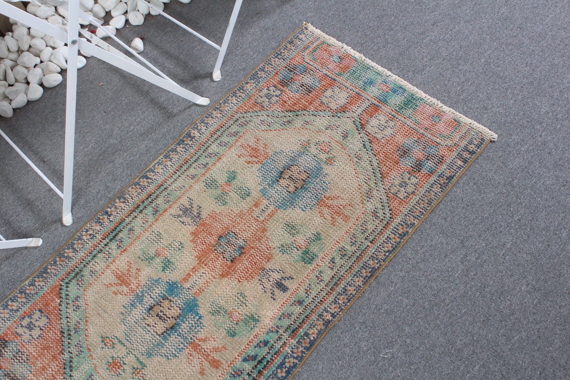 Door Mat Rug, Vintage Rug, Bathroom Rug, 1.9x3.9 ft Small Rugs, Green Home Decor Rugs, Pale Rug, Turkish Rug, Antique Rugs