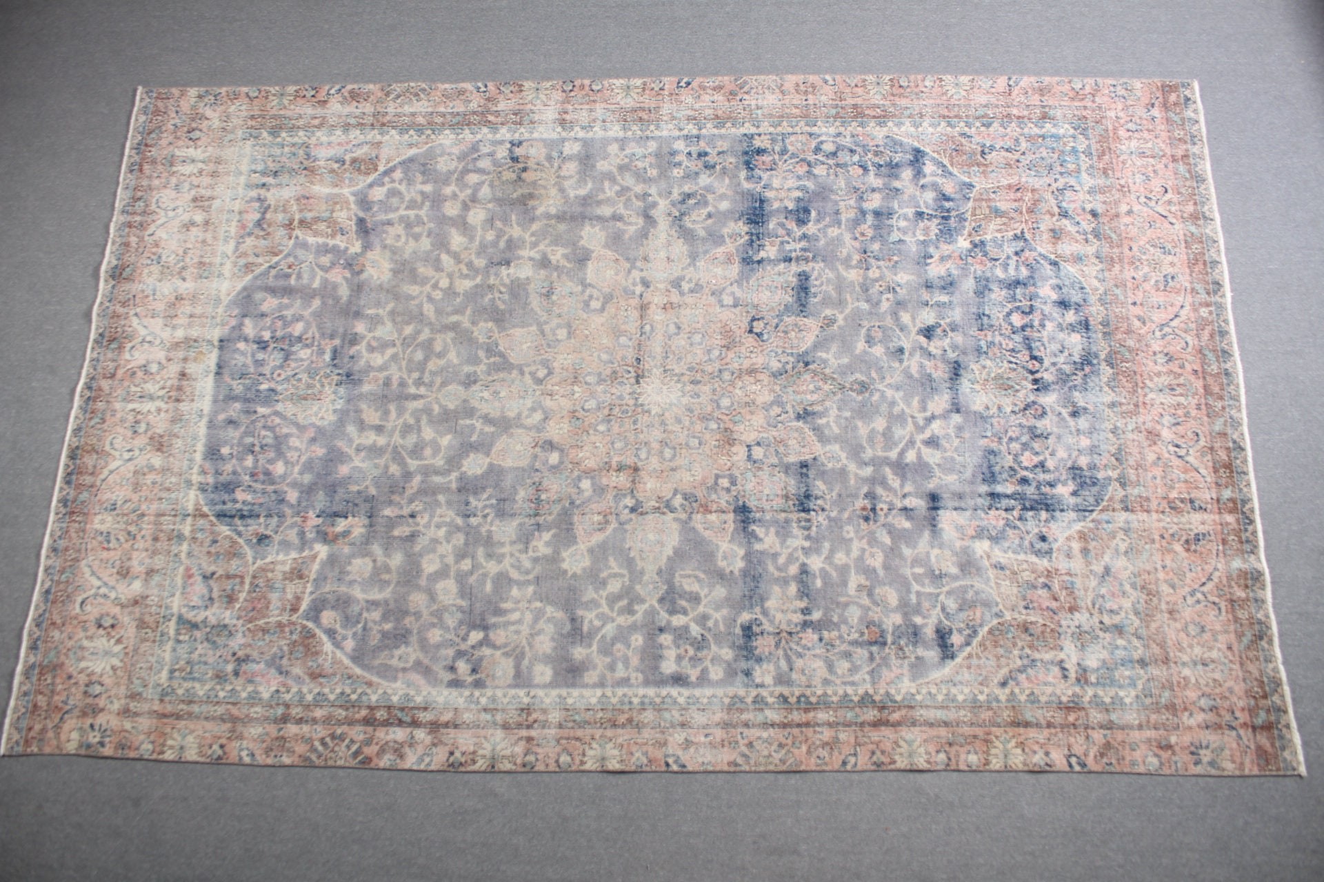 Moroccan Rugs, Dining Room Rug, Bedroom Rug, 7.3x11.8 ft Oversize Rugs, Blue Kitchen Rug, Turkish Rug, Vintage Rug, Living Room Rug