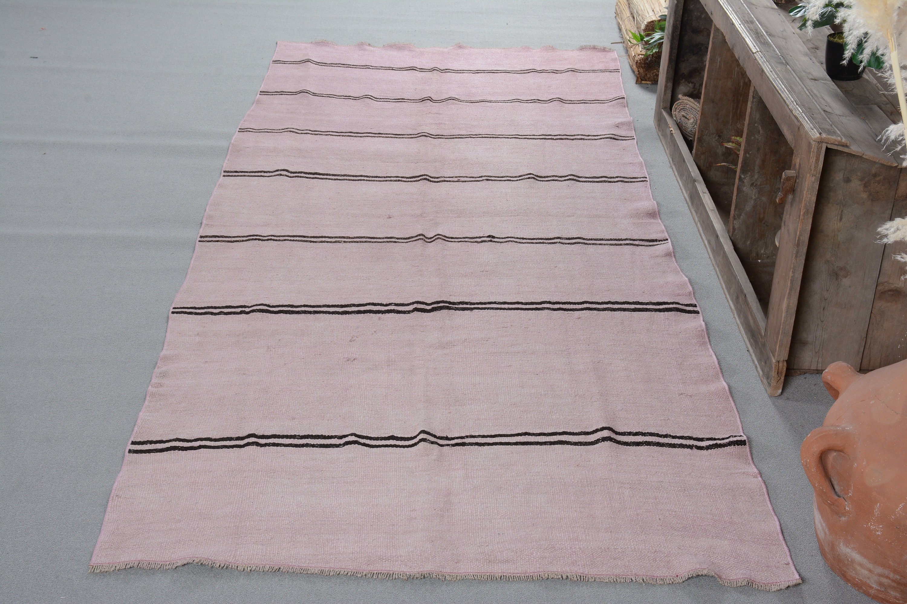 Turkish Rug, Vintage Rug, 4.3x10.6 ft Large Rug, Rugs for Living Room, Salon Rug, Wool Rug, Oushak Rugs, Pink Floor Rugs, Dining Room Rug