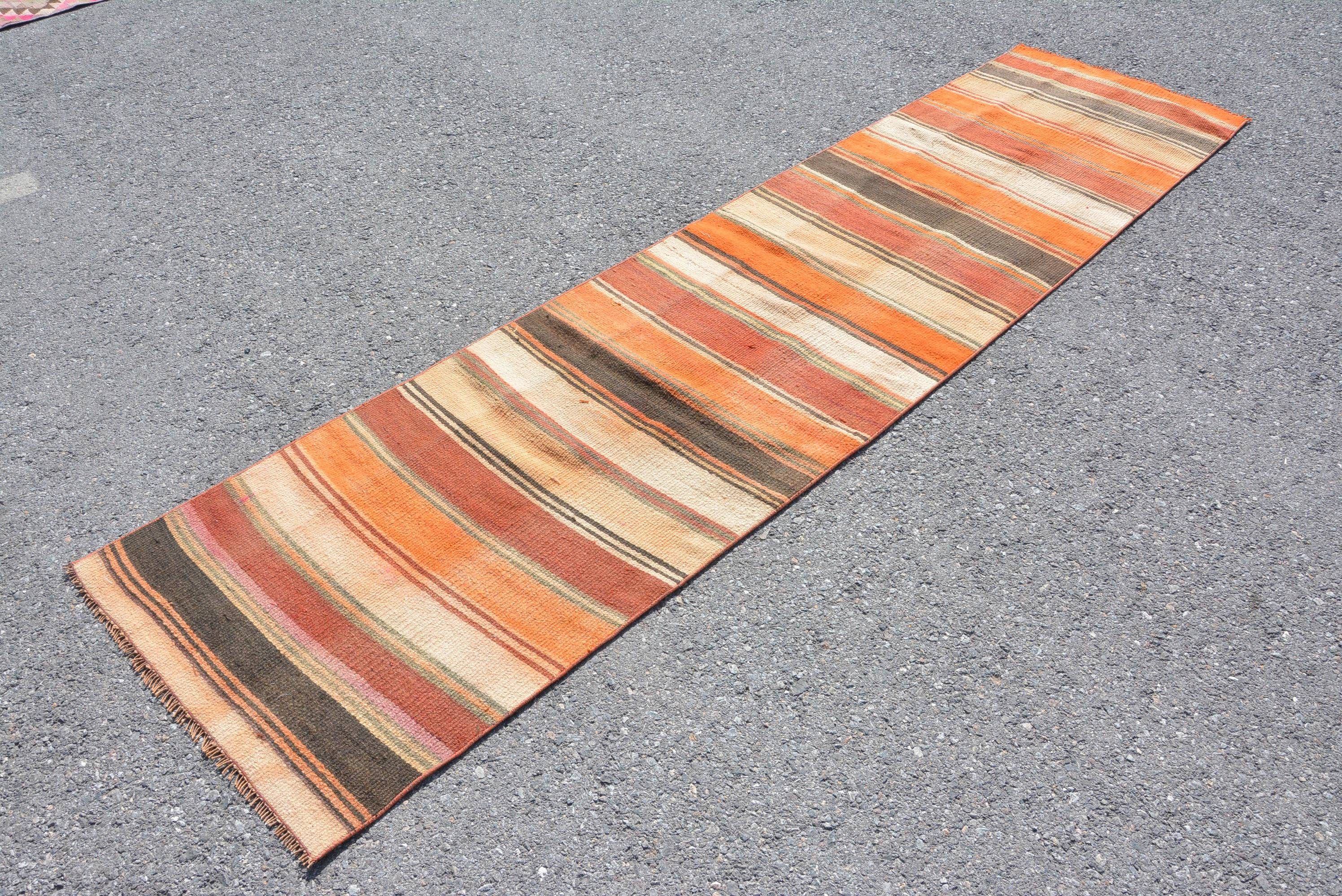 Kitchen Rugs, 2.5x10.2 ft Runner Rugs, Vintage Rug, Turkish Rug, Kilim, Oushak Rug, Abstract Rug, Wool Rug, Rugs for Hallway, Hallway Rug