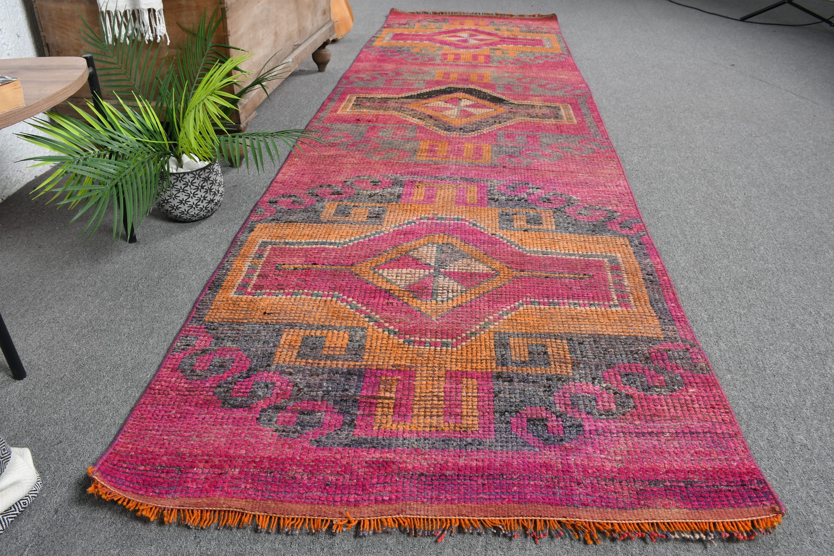 Purple Oushak Rug, Vintage Rugs, 3x10.1 ft Runner Rugs, Turkish Rugs, Kitchen Rugs, Pastel Rug, Anatolian Rug, Cool Rug, Rugs for Hallway