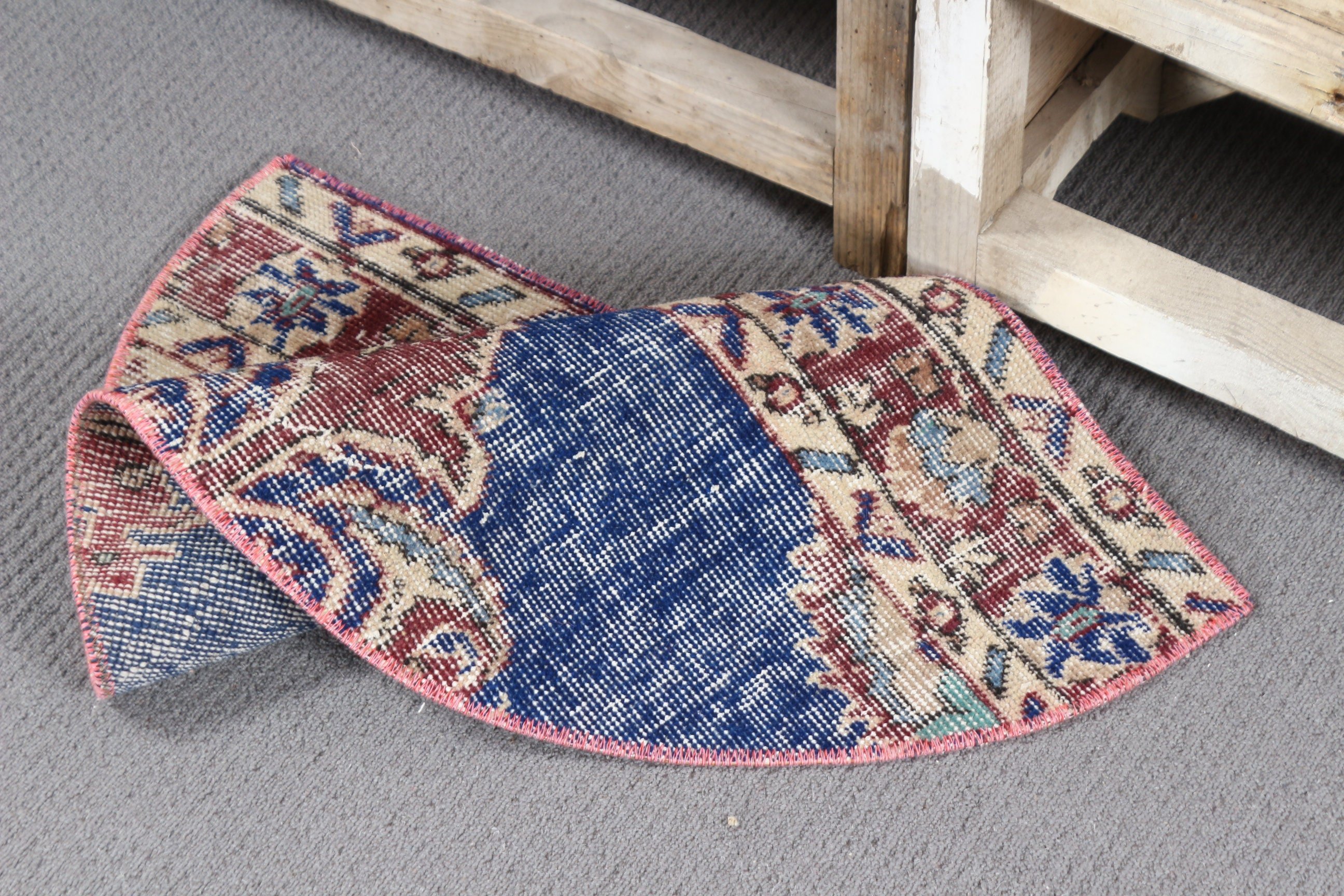 Antique Rug, Turkish Rug, 1.4x2.6 ft Small Rug, Blue Oriental Rug, Vintage Rugs, Wall Hanging Rug, Door Mat Rugs, Boho Rug, Bedroom Rugs