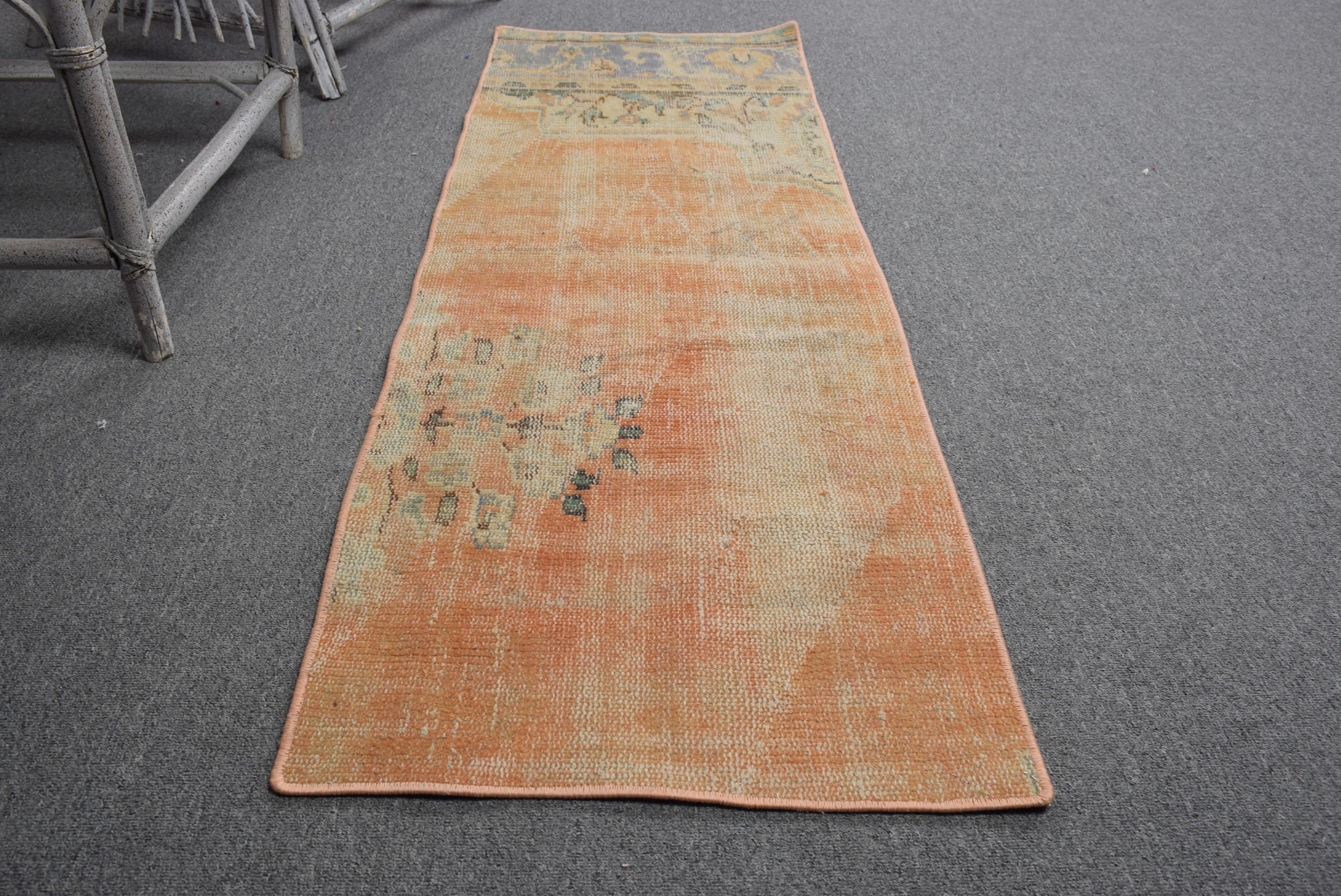 Kitchen Rugs, Orange Bedroom Rug, 1.6x4.8 ft Small Rugs, Bathroom Rug, Moroccan Rug, Muted Rug, Vintage Rug, Turkish Rugs