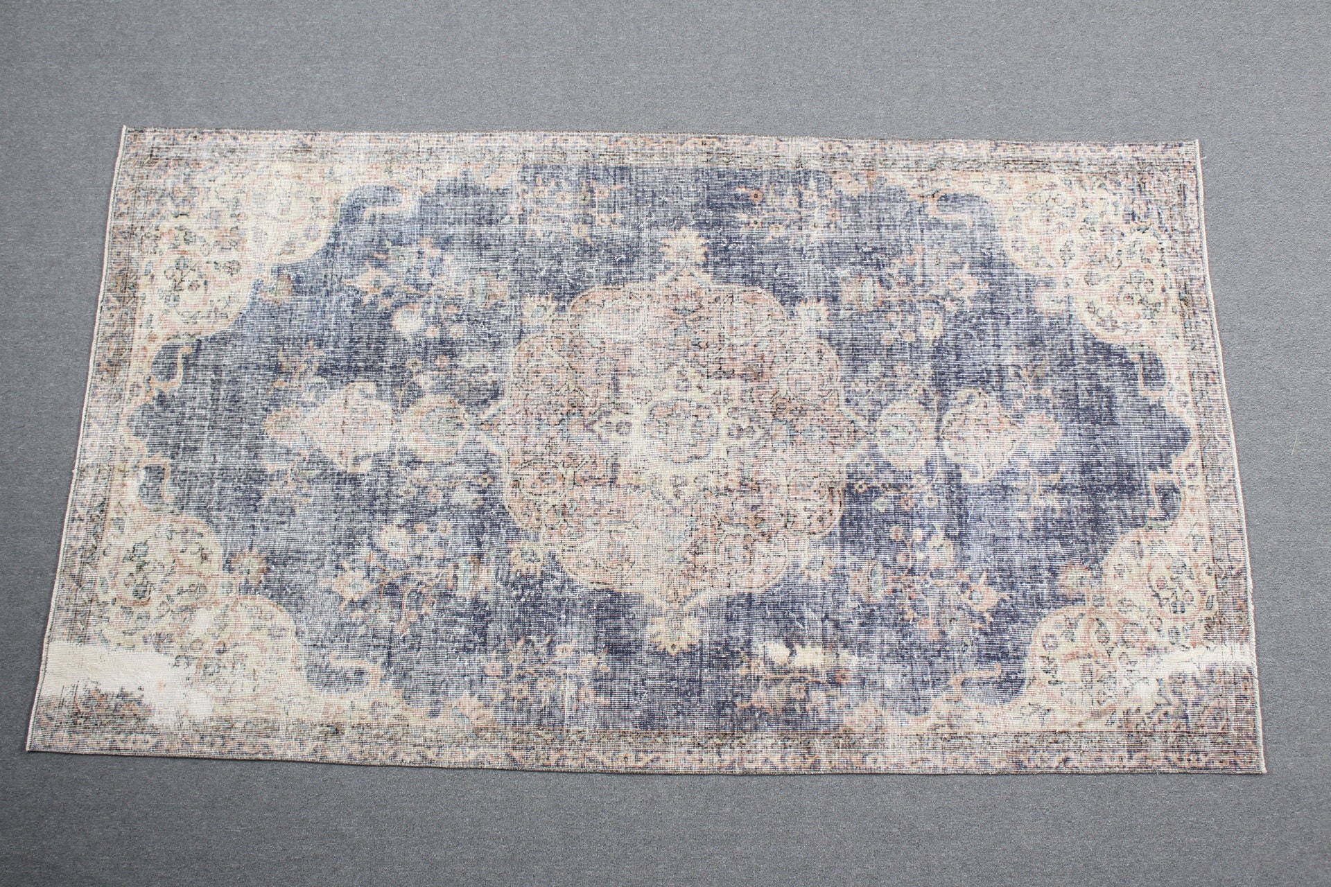 Blue Wool Rug, 4.9x8.6 ft Large Rug, Turkish Rug, Large Wool Rug Rugs, Salon Rug, Oriental Rug, Vintage Rugs, Home Decor Rugs, Bedroom Rug