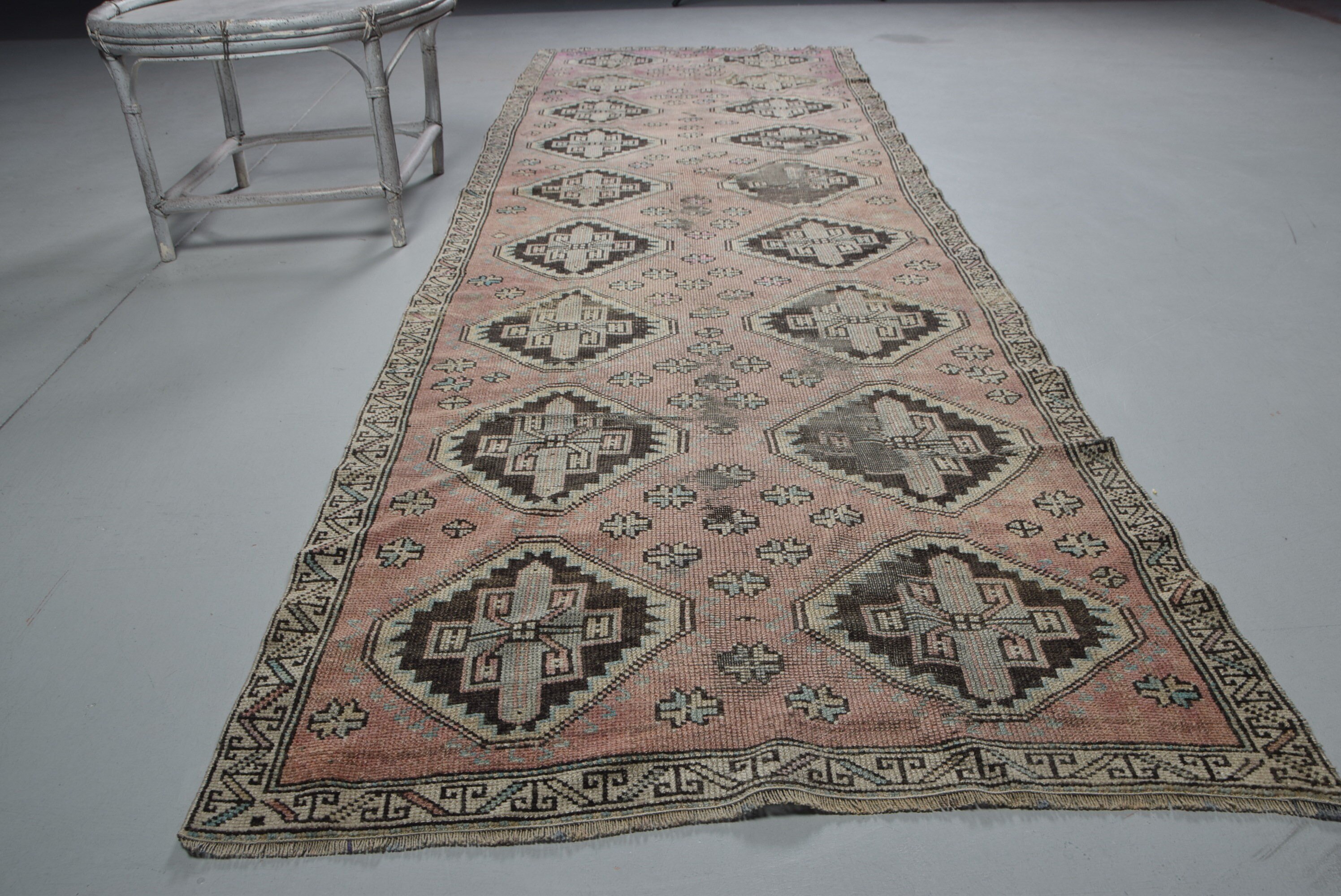 Oriental Rug, 3.4x10.4 ft Runner Rug, Vintage Rug, Old Rug, Hallway Rug, Anatolian Rugs, Turkish Rug, Rugs for Corridor, Red Home Decor Rug
