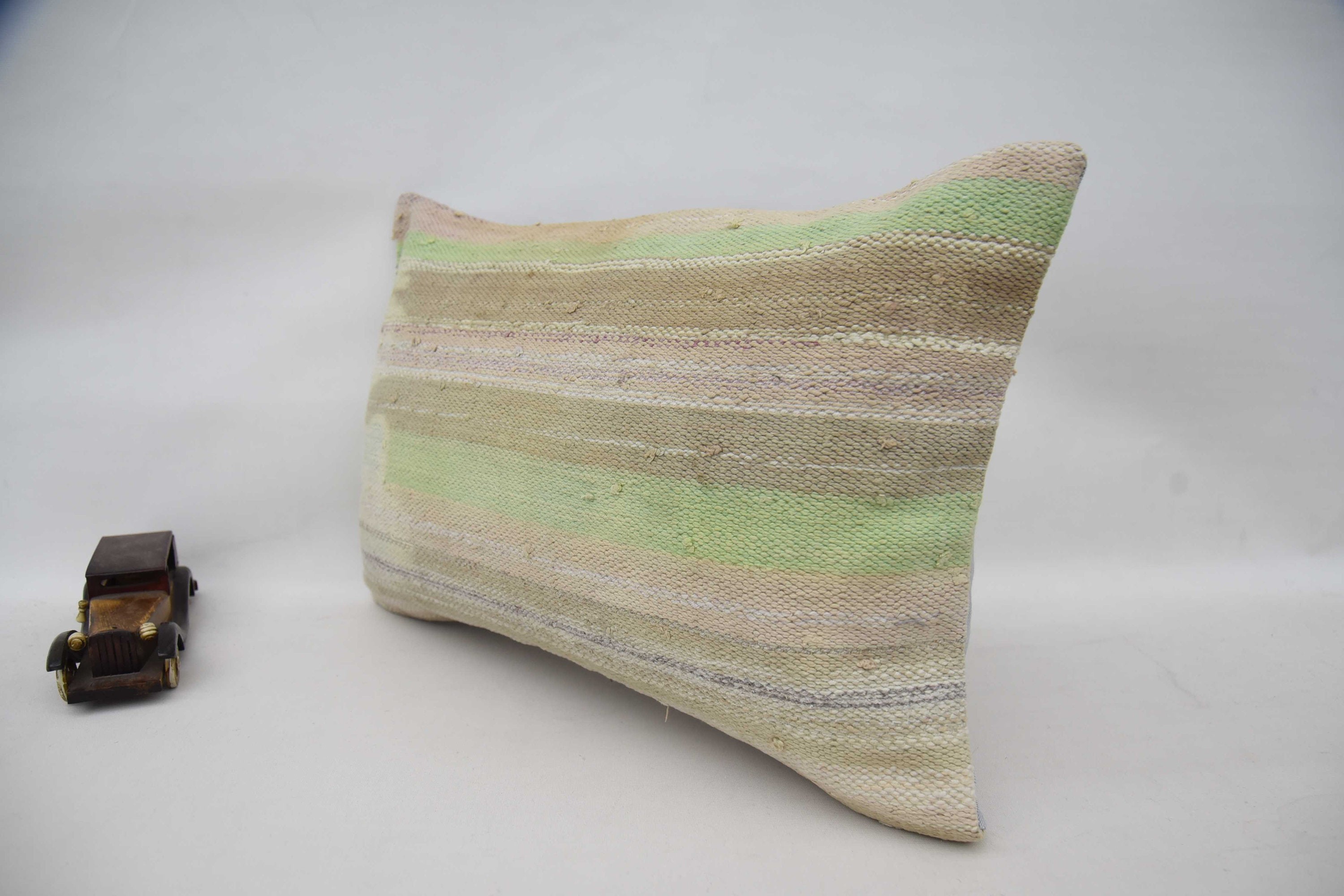 Traditional Cushion Case, 16"x24" Beige Cushion Cover, Boho Pillow Sham Cover, Ethnical Kilim Rug Pillow, Vintage Kilim Throw Pillow