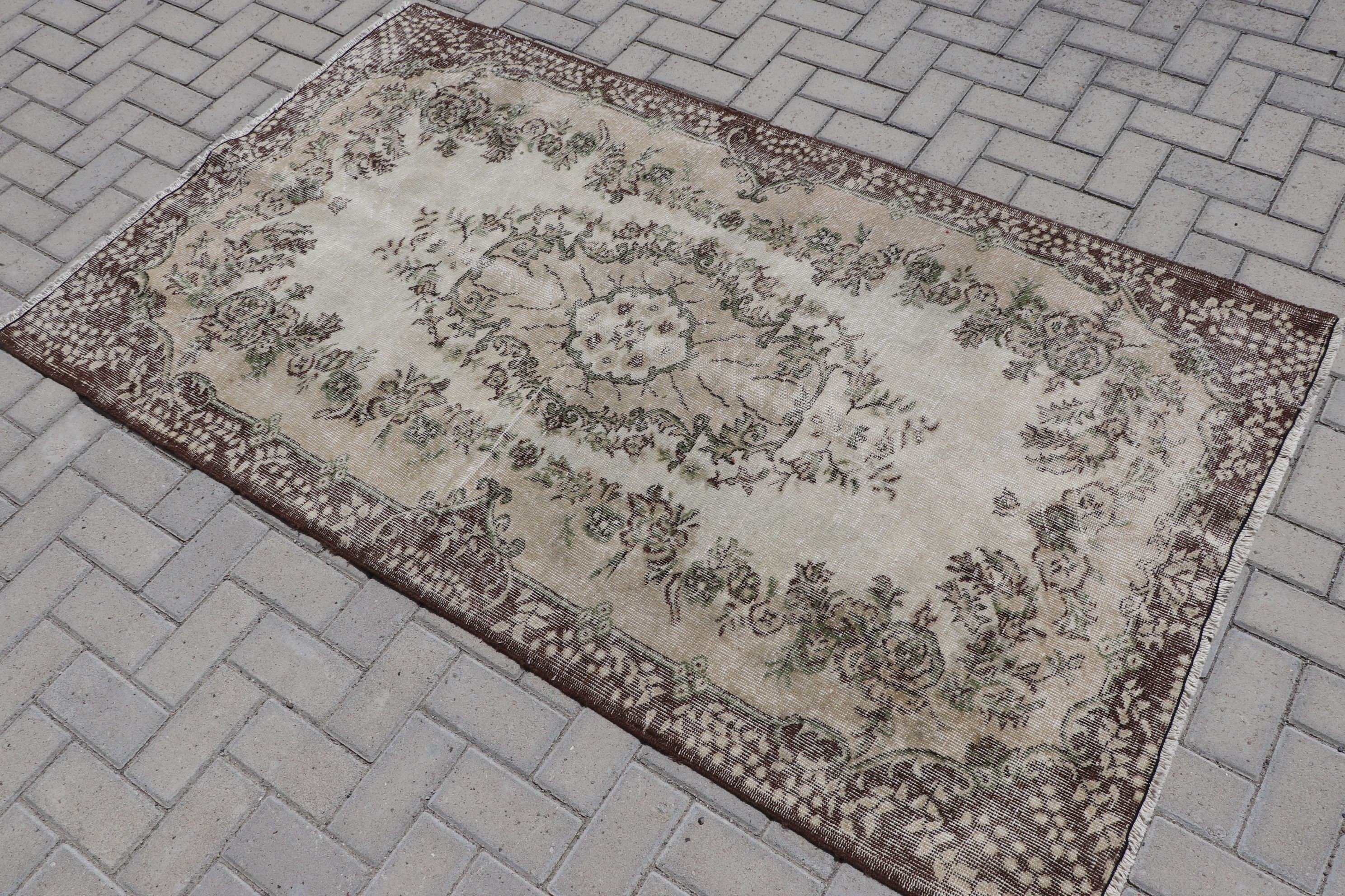 Living Room Rugs, Rugs for Bedroom, Beige Cool Rug, Antique Rug, Kitchen Rug, Floor Rug, Turkish Rug, Vintage Rug, 3.9x6.7 ft Area Rugs