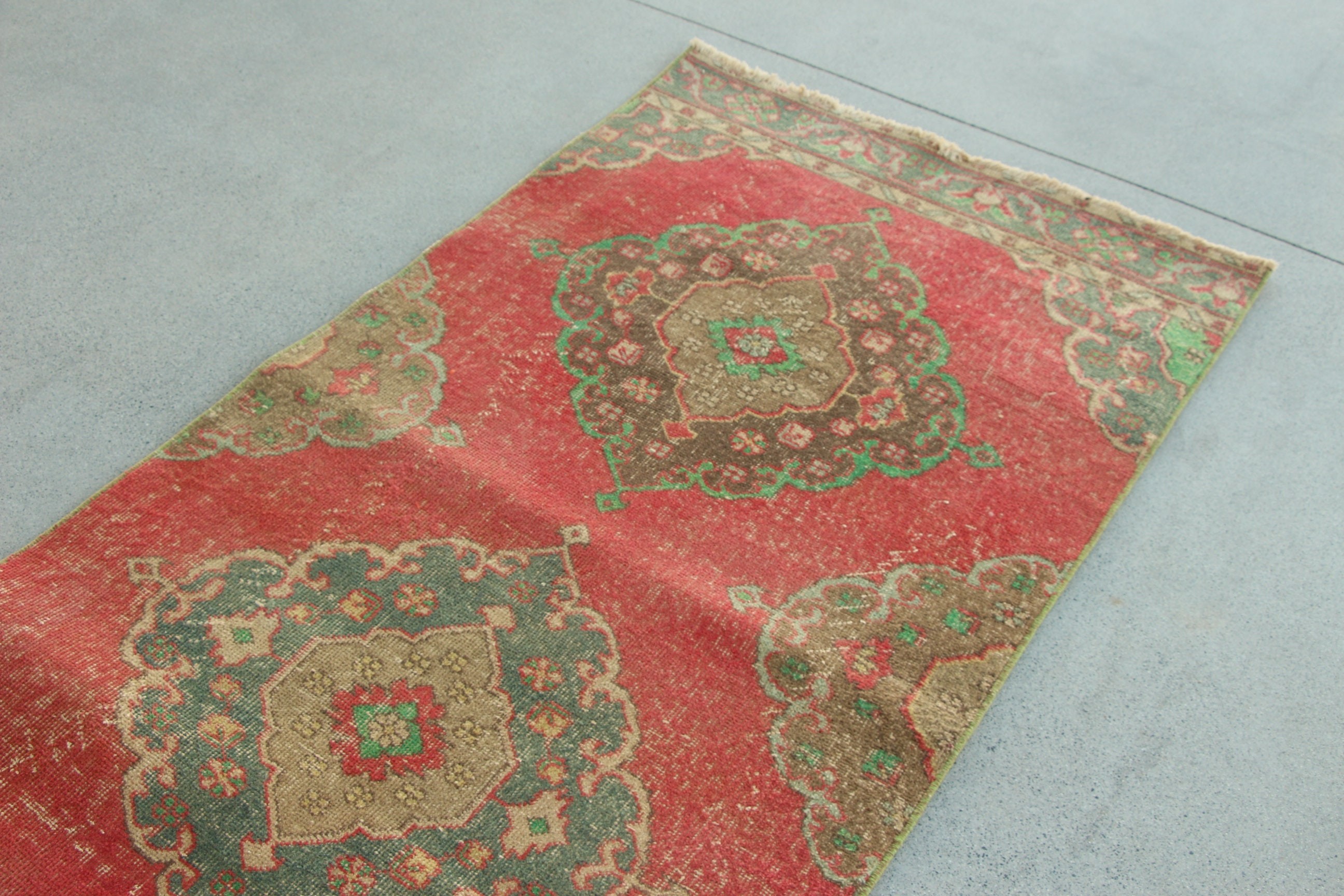 Outdoor Rug, Red Wool Rug, Stair Rugs, Oushak Rug, Turkish Rug, Antique Rugs, Vintage Runner Rugs, 3x12.3 ft Runner Rug, Vintage Rugs