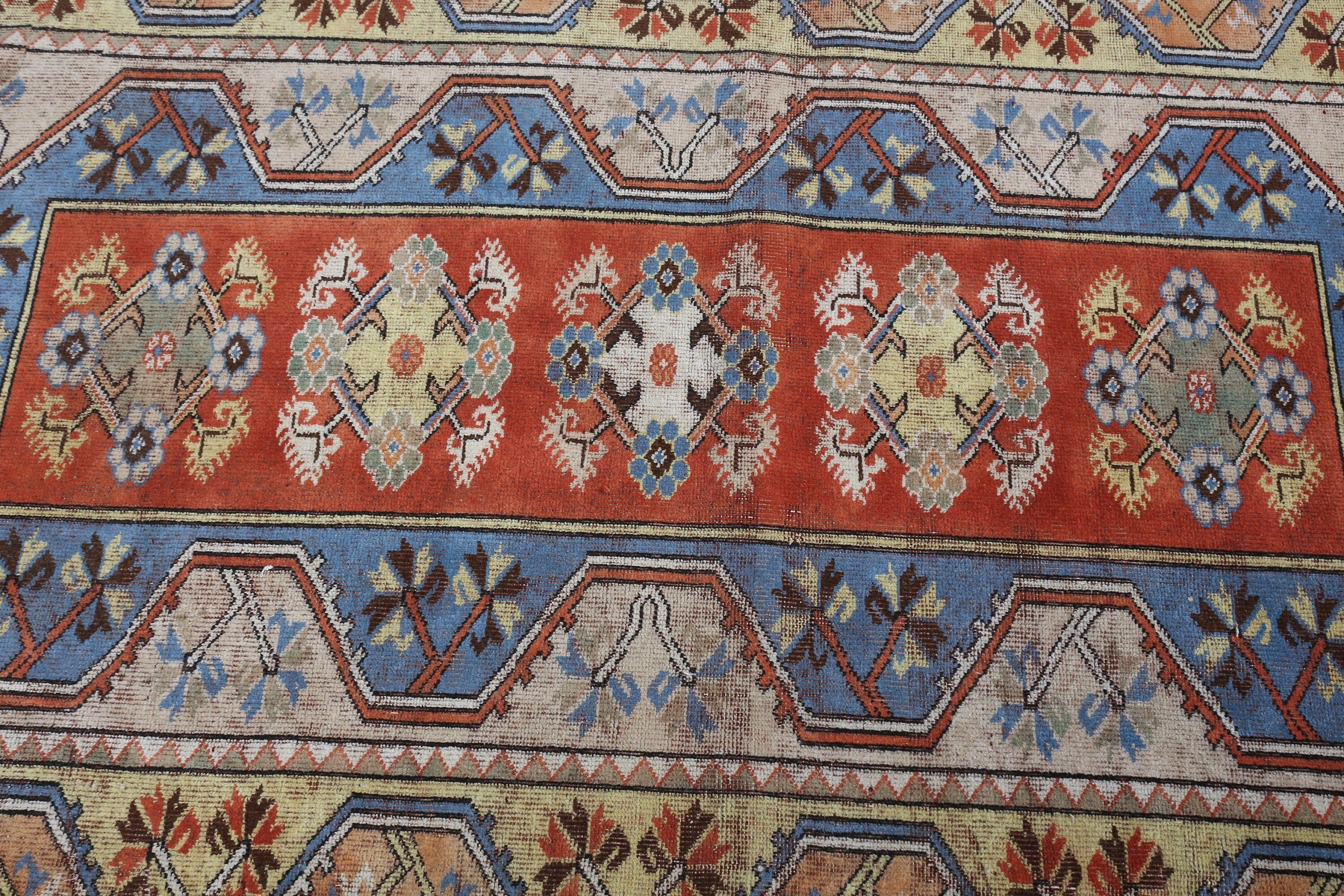 Mutfak Halısı, Vintage Halı, Sessiz Halı, Oushak Halı, 3,8x5,9 ft Accent Halı, Türk Halıları, Mavi Yer Halısı, Yatak Odası Halıları, Çocuk Odası Halısı