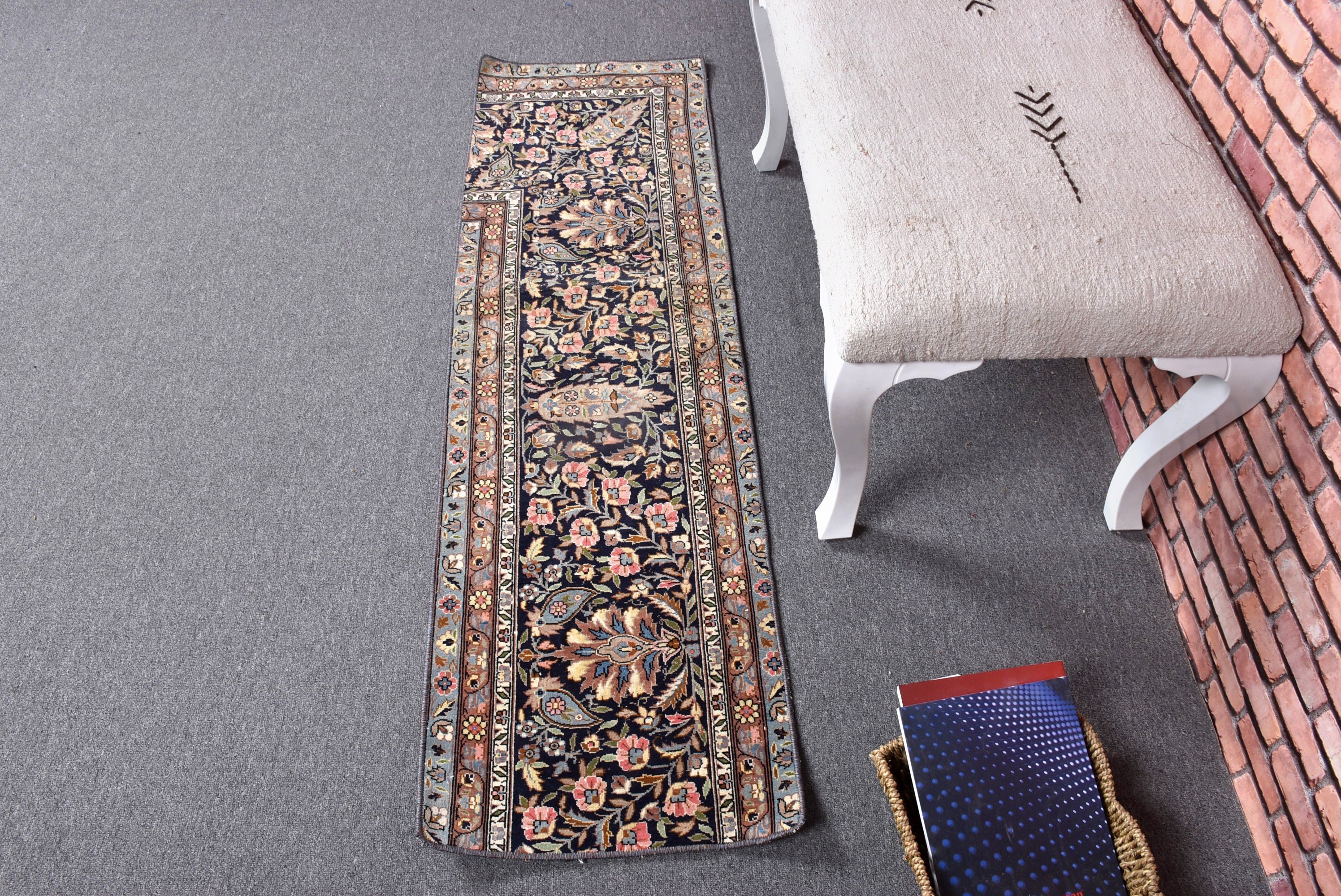 Beni Ourain Runner Halı, Mutfak Halısı, Mavi Yer Halıları, Yatak Odası Halıları, Türk Halıları, Anadolu Halısı, Vintage Halılar, 1.5x5.3 ft Runner Halıları