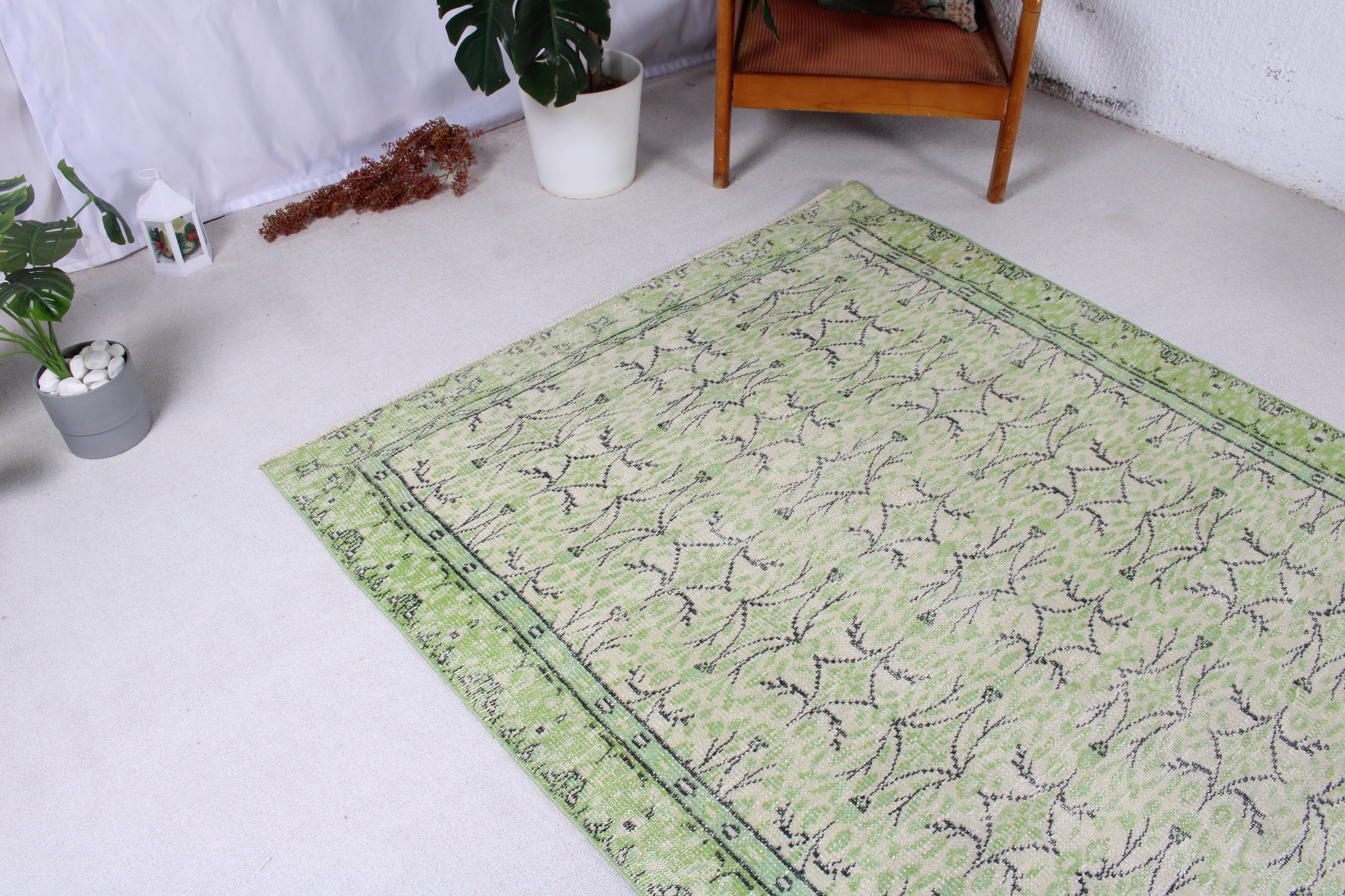 Ethnic Rugs, Large Boho Rugs, Vintage Rug, Flatweave Rug, Turkish Rug, Floor Rugs, 4.8x8.4 ft Large Rug, Salon Rugs, Green Oriental Rugs