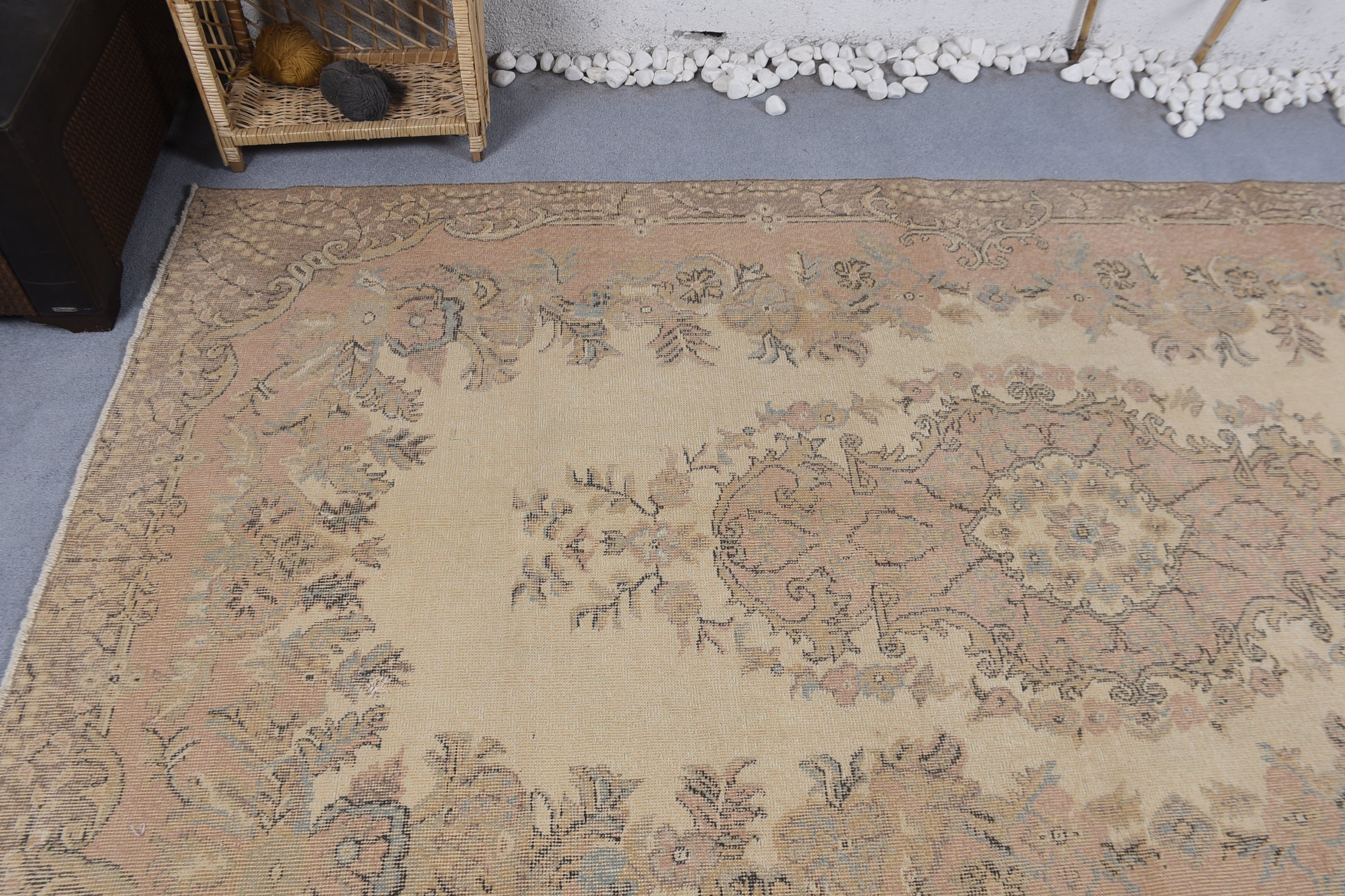 Yatak Odası Halıları, Vintage Dekor Halı, Vintage Halı, 5.6x9.5 ft Büyük Halı, Oushak Halıları, Yemek Odası Halısı, Turuncu Yer Halıları, Salon Halısı, Türk Halısı