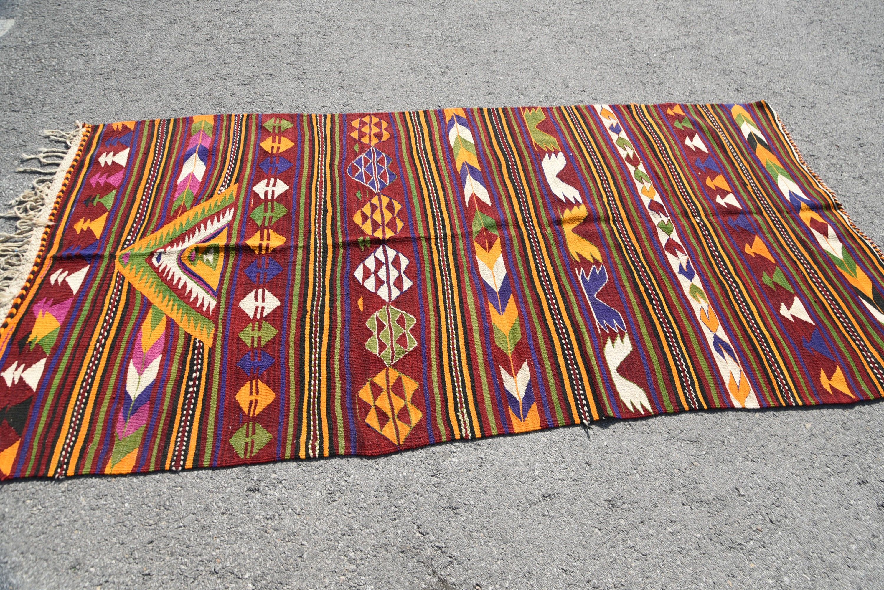 Kitchen Rug, Rugs for Living Room, Floor Rug, Vintage Rug, Kilim, Nomadic Rug, Antique Rugs, Turkish Rug, Bedroom Rug, 4.3x8.6 ft Area Rug