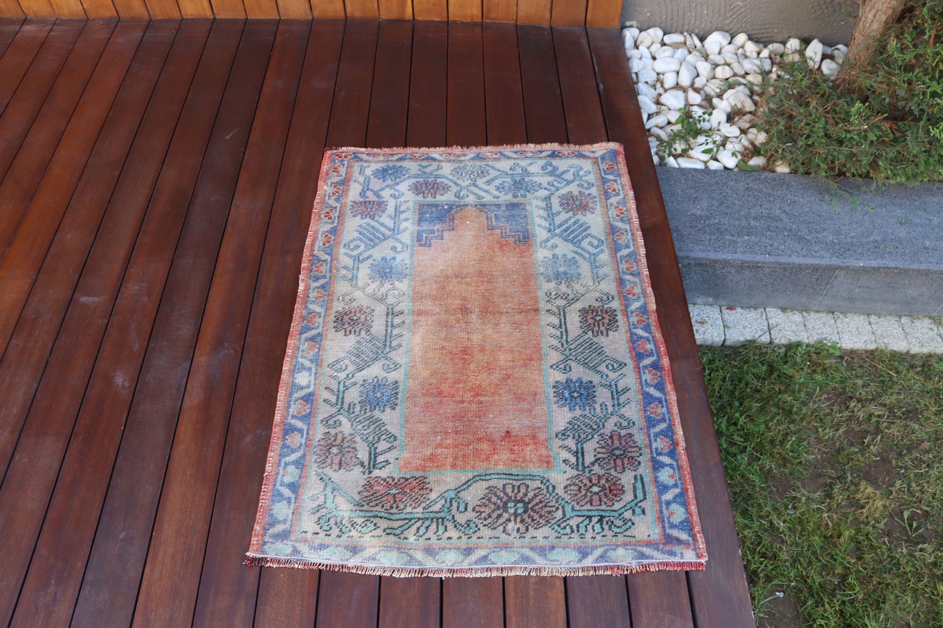 Turkish Rug, Orange Neutral Rug, Bathroom Rug, Vintage Rug, Nursery Rugs, Boho Rugs, 2.3x3.1 ft Small Rugs, Decorative Rug