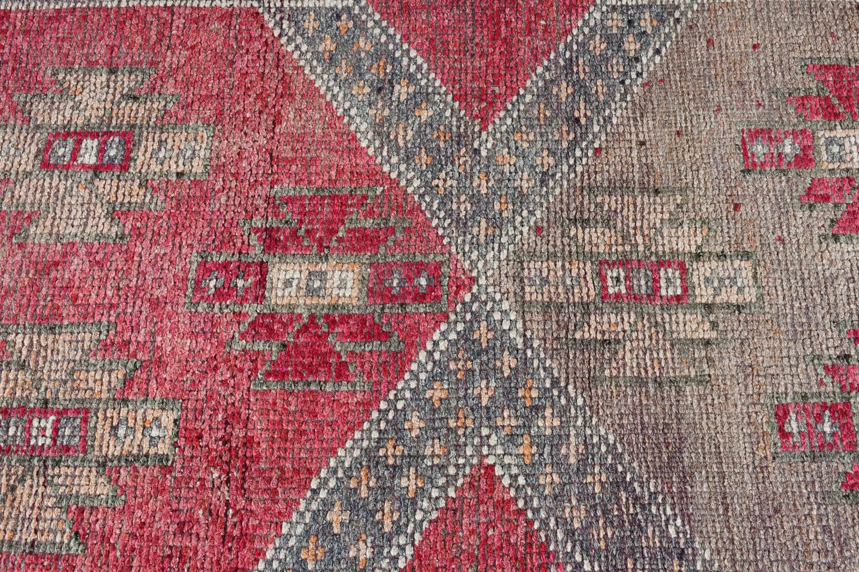 Vintage Rug, 2.6x9.3 ft Runner Rugs, Floor Rugs, Kitchen Rug, Oushak Rugs, Turkish Rug, Rugs for Hallway, Pink Antique Rug, Anatolian Rugs