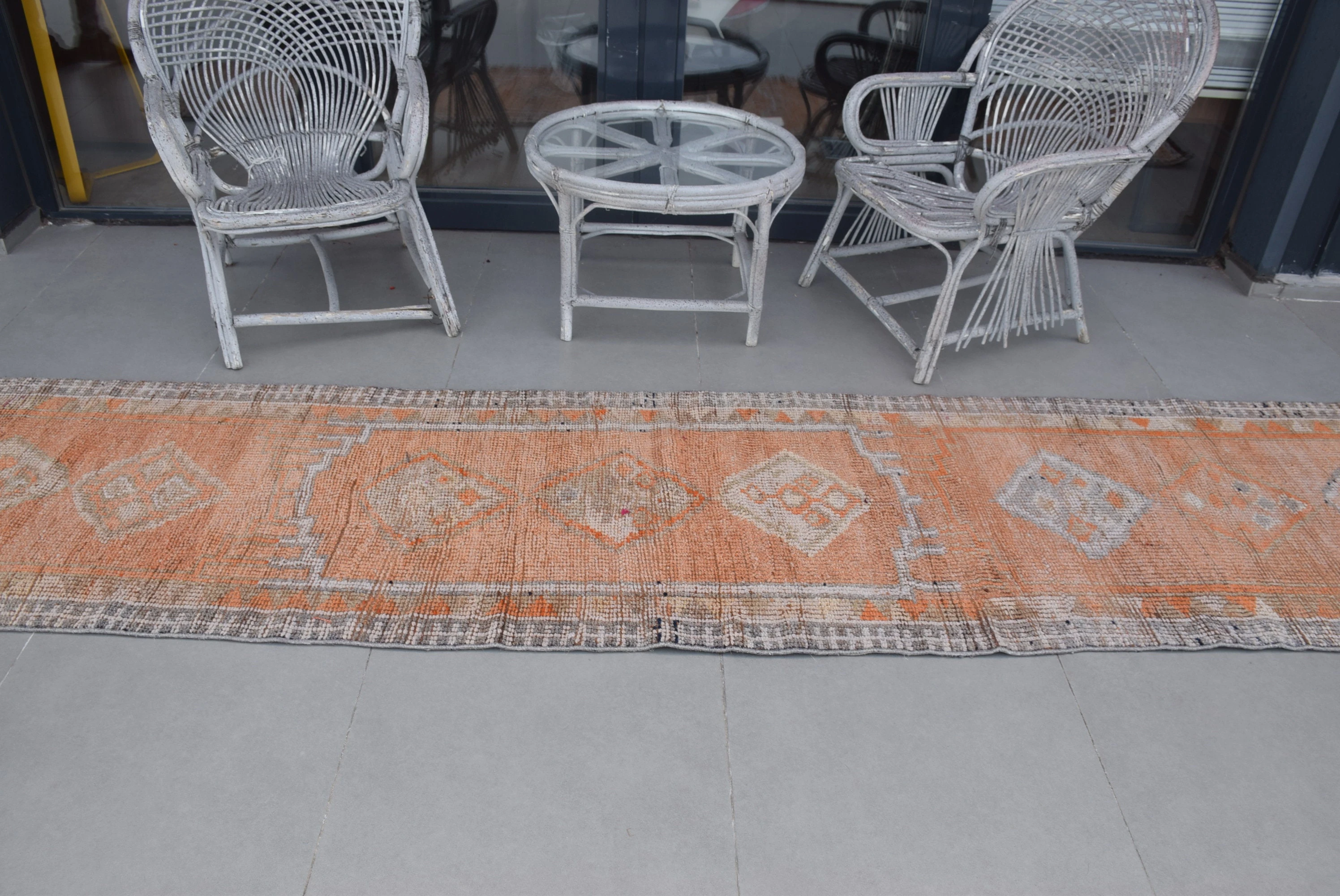 Pale Rugs, Vintage Rug, Antique Rug, Home Decor Rug, Turkish Rugs, 2.7x13.5 ft Runner Rugs, Corridor Rug, Orange Moroccan Rug, Hallway Rugs