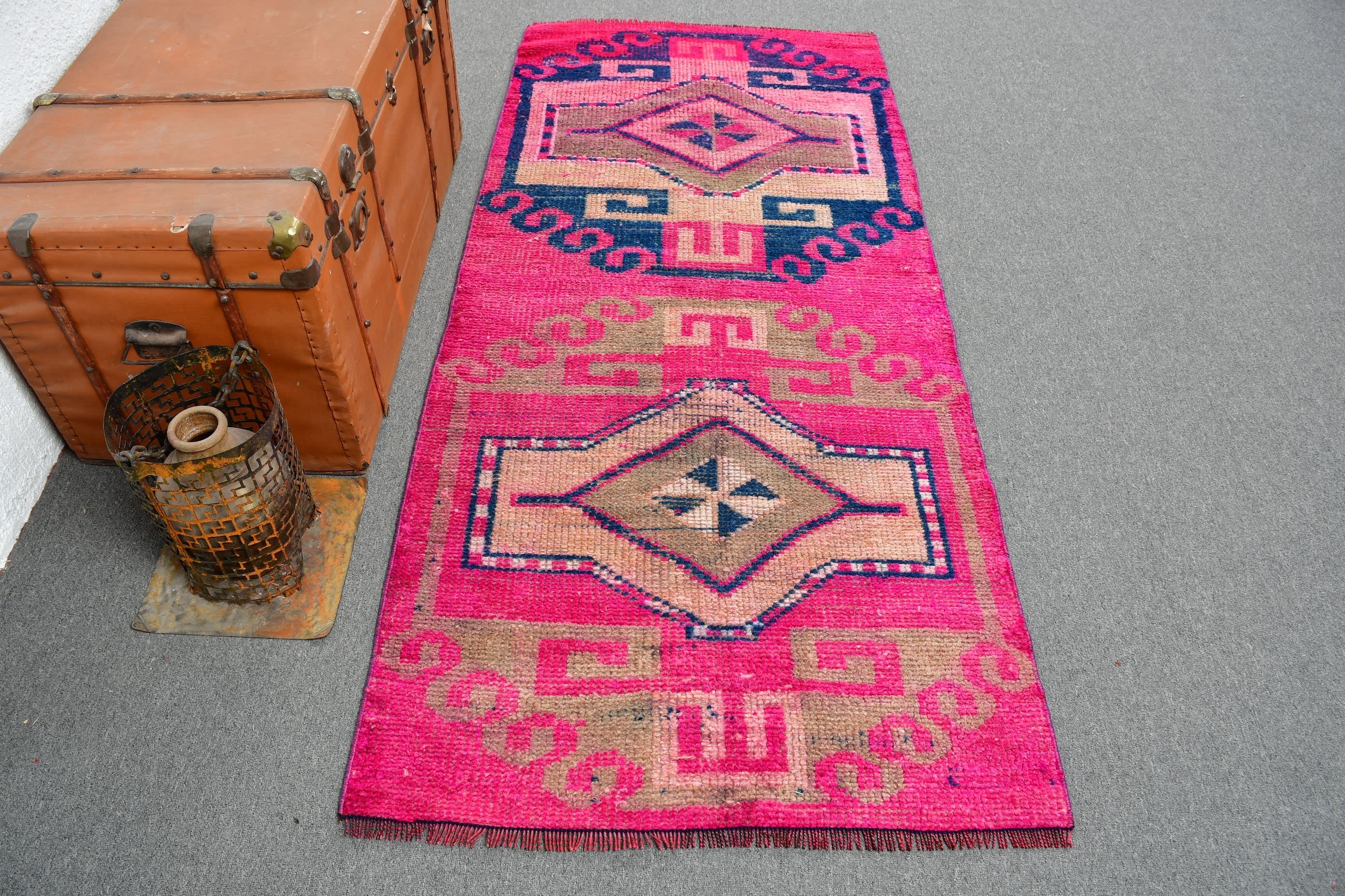 Turkish Rugs, Pink Moroccan Rug, Moroccan Rugs, Entry Rugs, Nursery Rugs, Vintage Rugs, Handwoven Rug, 3.1x6.9 ft Accent Rugs, Oushak Rug