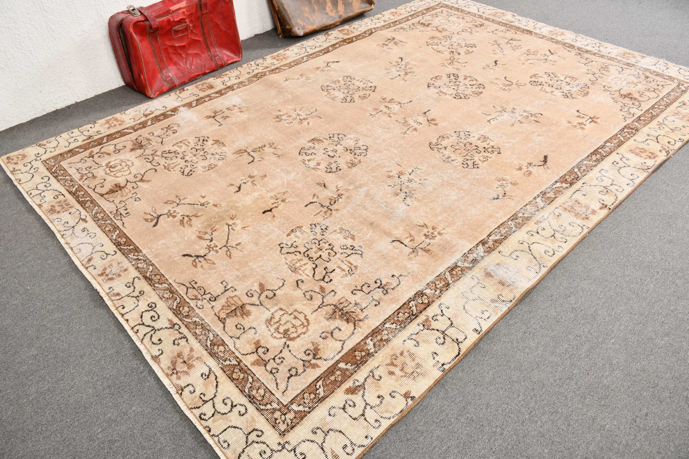 Salon Rugs, Moroccan Rug, Beige Kitchen Rug, Antique Rugs, Turkey Rug, Vintage Rugs, 6.8x10.1 ft Large Rug, Living Room Rug, Turkish Rugs