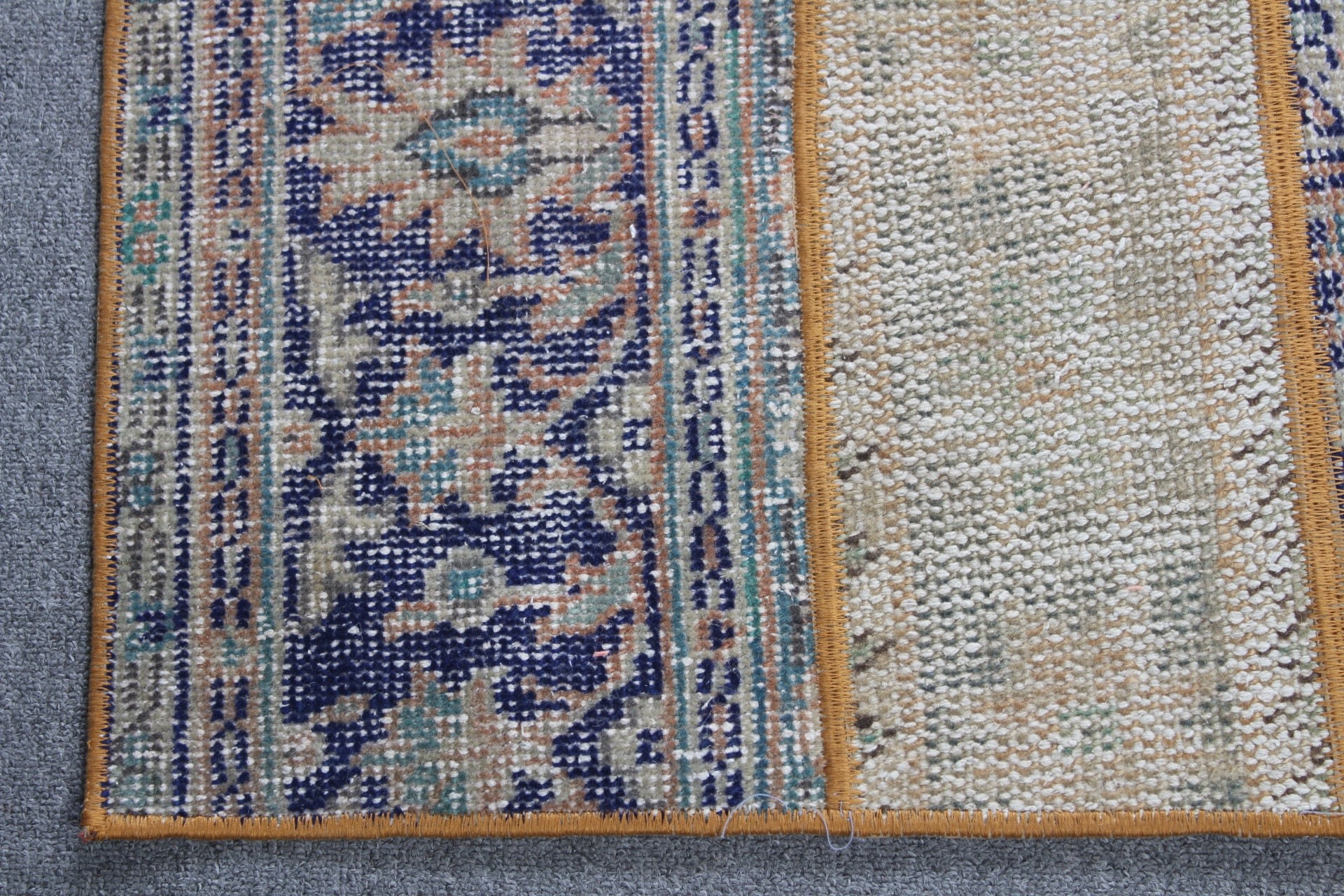 Mavi Oryantal Halı, Türk Halısı, Vintage Halı, 2.4x3.6 ft Küçük Halı, Banyo Halısı, Havalı Halılar, Sevimli Banyo Paspas Halısı, Oryantal Halı, Duvara Asılı Halı