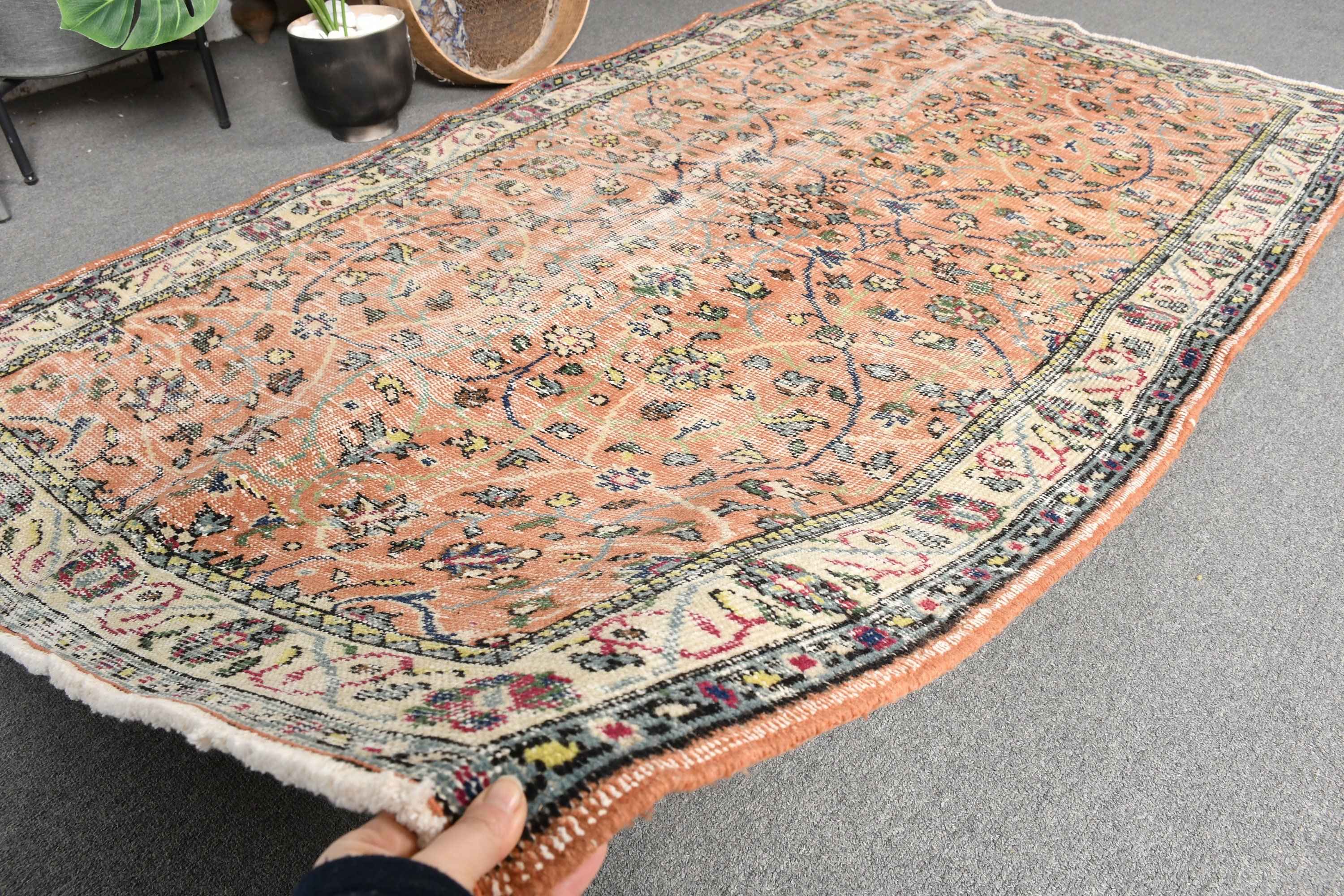 Floor Rug, Brown Antique Rug, Home Decor Rugs, Rugs for Kitchen, 3.9x6.7 ft Area Rugs, Indoor Rug, Vintage Rug, Turkish Rugs