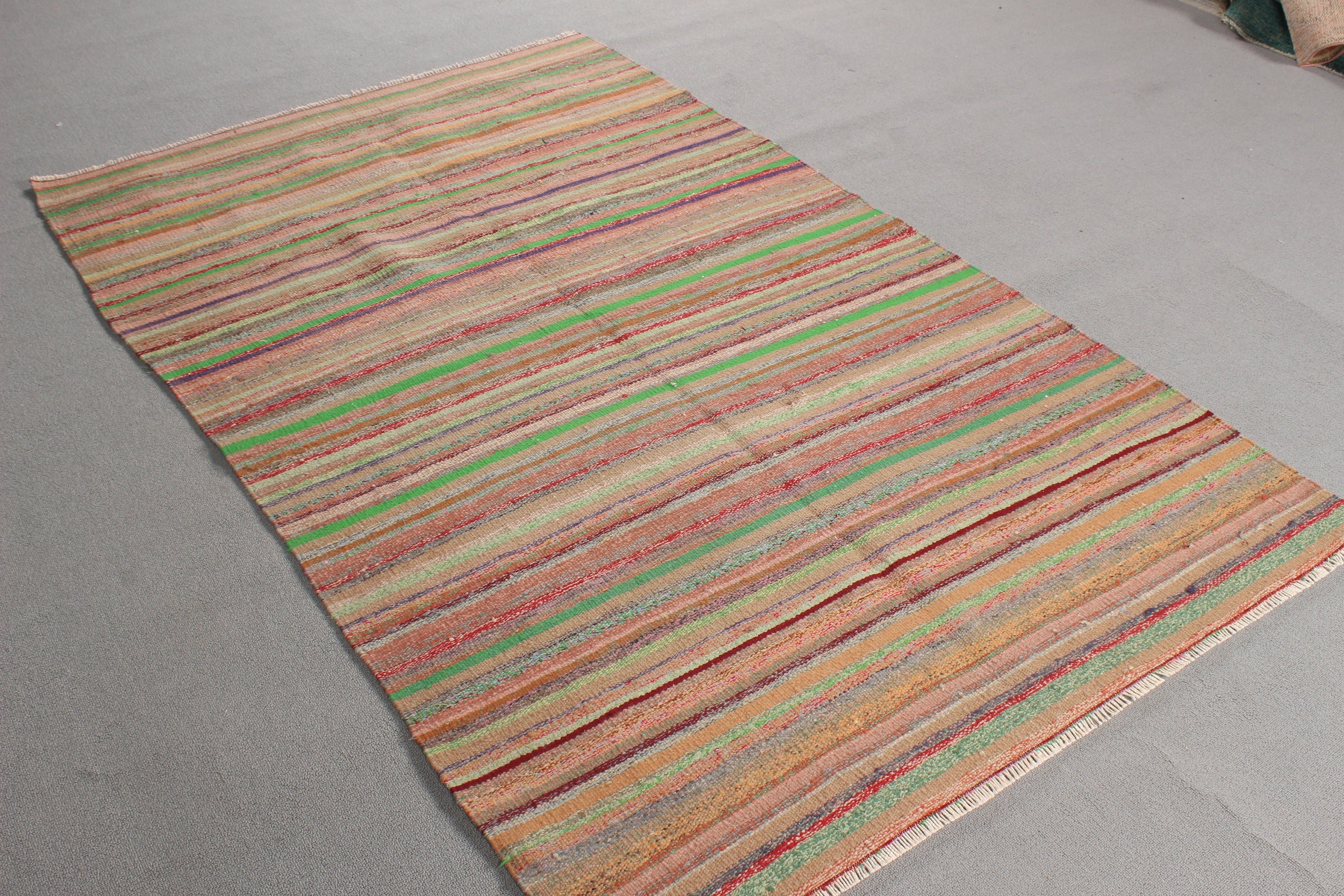 Turkish Rug, Floor Rugs, 4.2x6.9 ft Area Rug, Rainbow Boho Rug, Nursery Rugs, Vintage Rug, Home Decor Rug, Kilim, Outdoor Rugs, Kitchen Rug