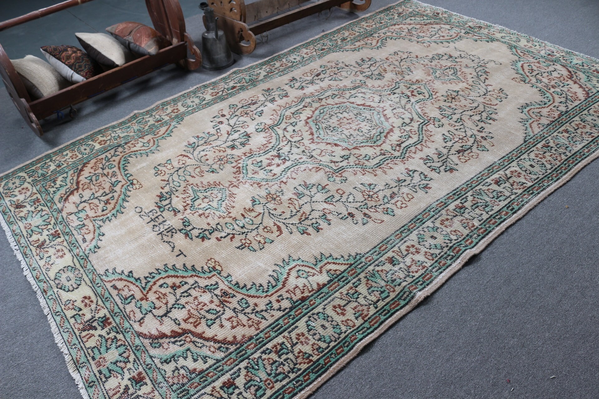 5.9x9.9 ft Büyük Halı, Yer Halısı, Kahverengi Antika Halı, Vintage Halı, Türk Halısı, Soyut Halılar, Ev Dekor Halısı, Yatak Odası Halıları, Salon Halısı