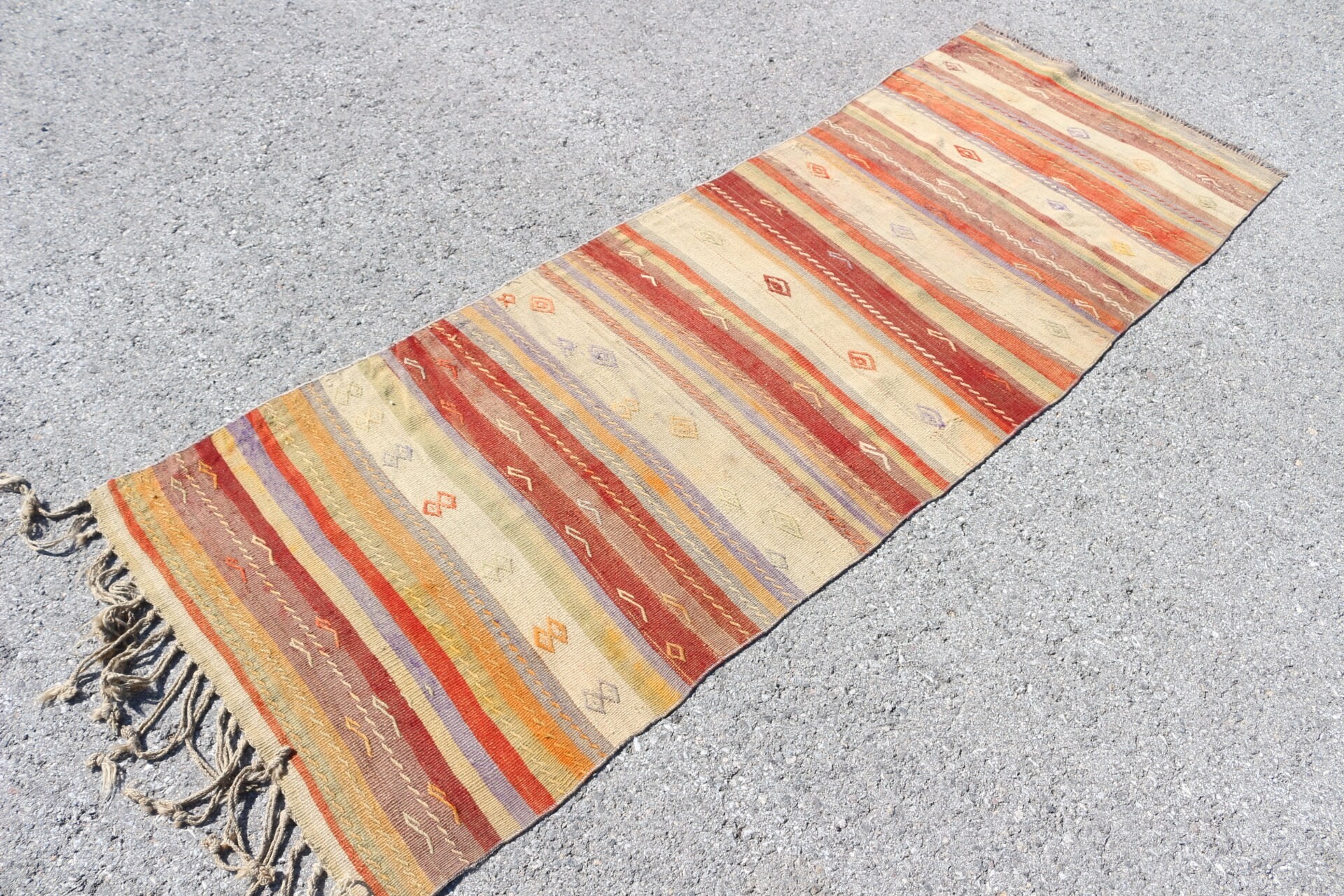 2.5x7.1 ft Runner Rugs, Hallway Rug, Pale Rug, Turkish Rug, Oriental Rug, Yellow Cool Rug, Kilim, Kitchen Rugs, Vintage Rugs