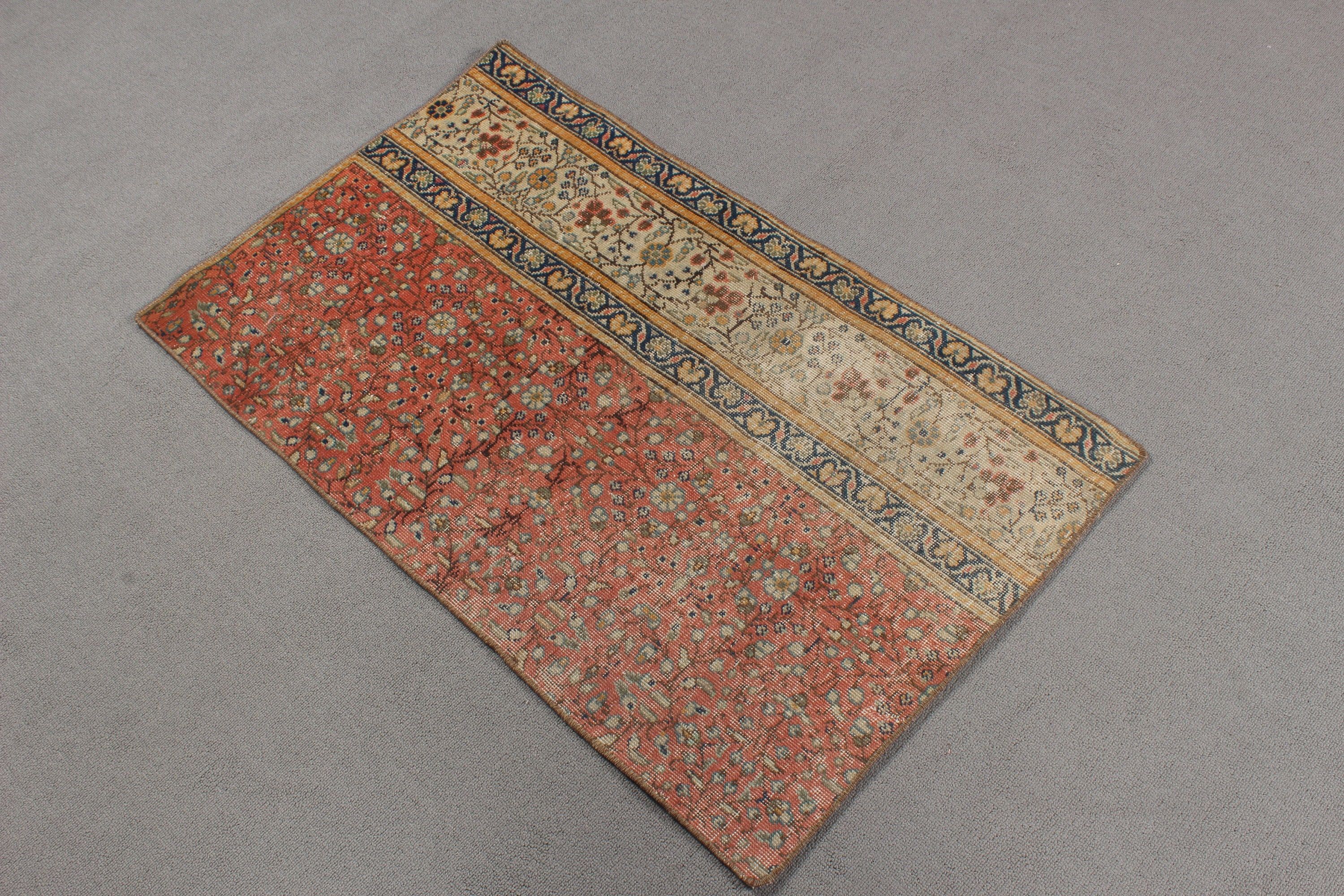 Oriental Rugs, Door Mat Rugs, Rugs for Entry, Red Floor Rug, Nursery Rugs, Turkish Rugs, 2x3.3 ft Small Rug, Vintage Rug