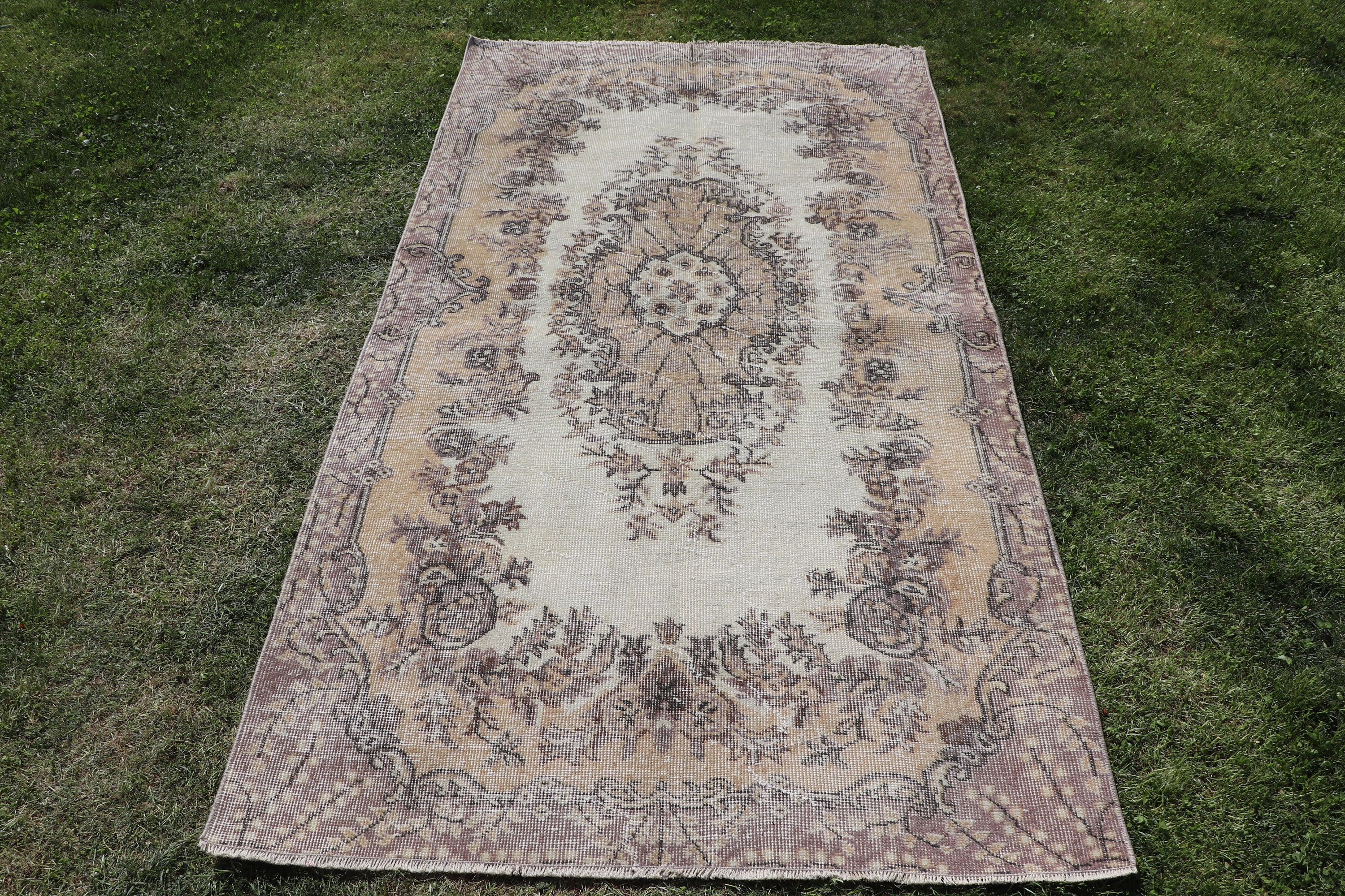 Oushak Bölge Halıları, Türk Halısı, Fas Halıları, Yatak Odası Halıları, Boho Halıları, Vintage Halılar, Yatak Odası Halısı, 3,8x7 ft Alan Halıları, Bej Lüks Halı