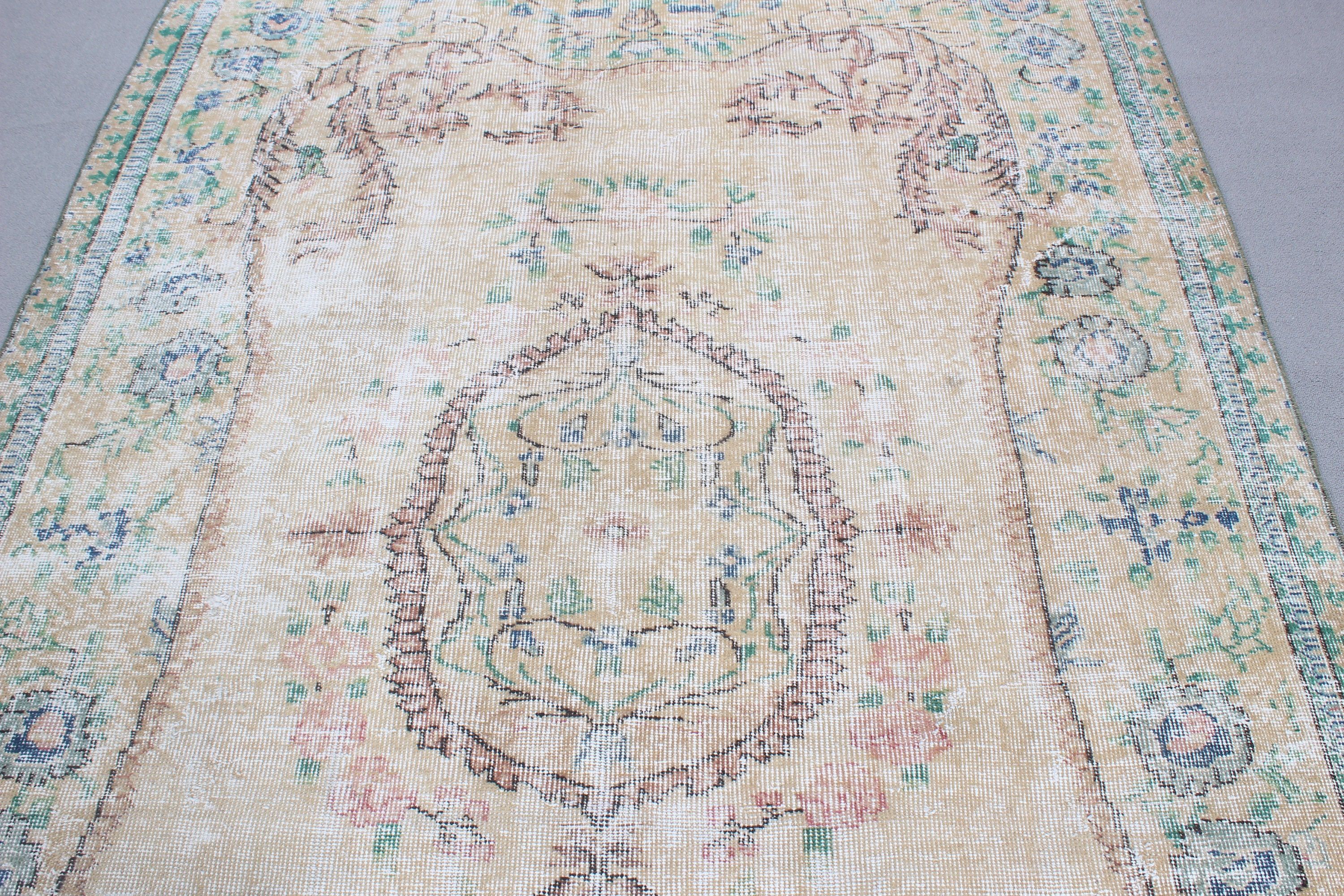 Bej Nötr Halılar, 5,5x8,4 ft Büyük Halı, Büyük Oushak Halıları, Anadolu Halıları, Büyük Boho Halısı, Türk Halıları, Vintage Halı, Nötr Halı