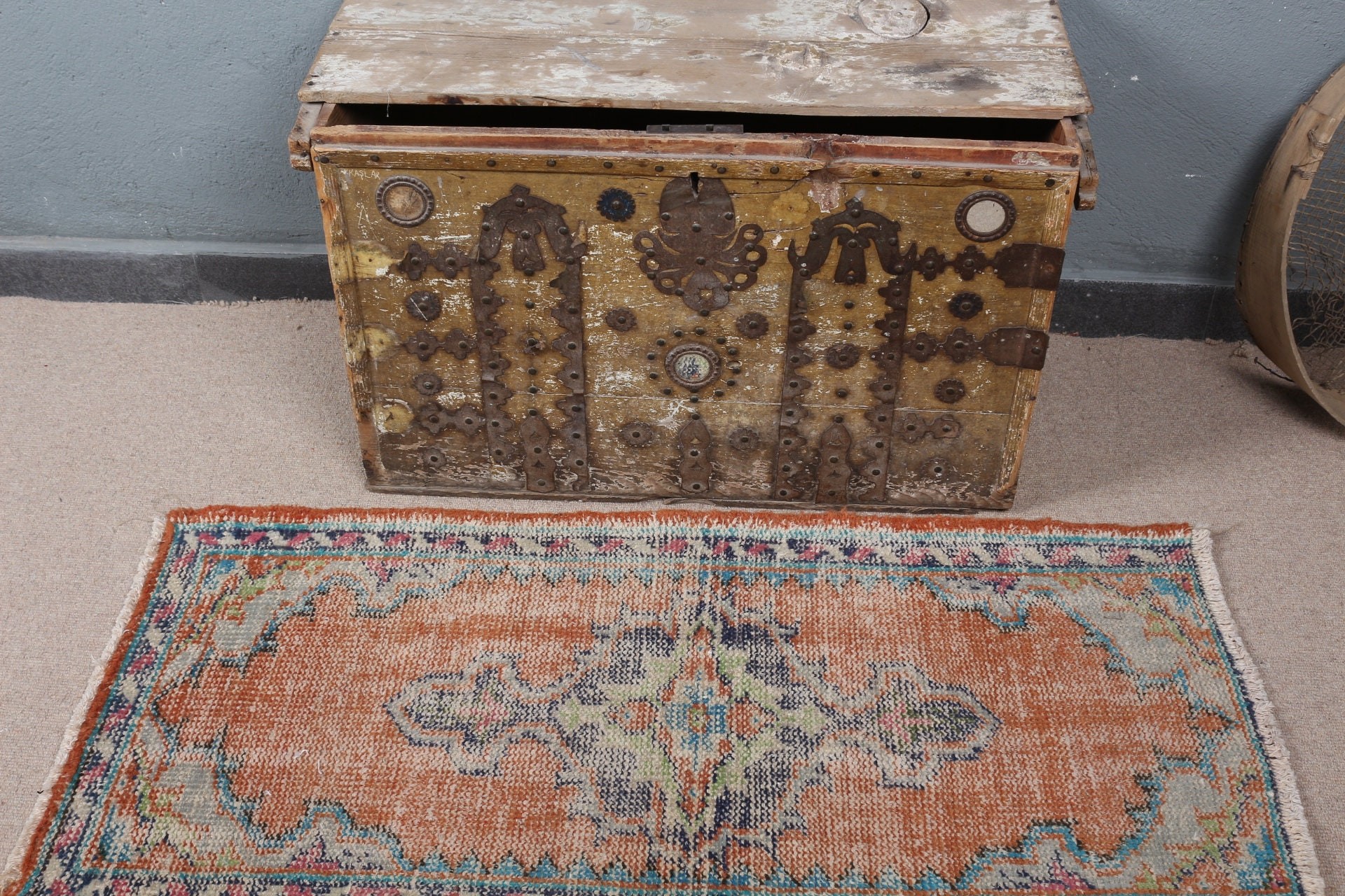 Vintage Rug, Floor Rugs, Antique Rugs, Rugs for Bath, Red Bedroom Rug, 2x4.1 ft Small Rug, Door Mat Rug, Farmhouse Decor Rug, Turkish Rugs