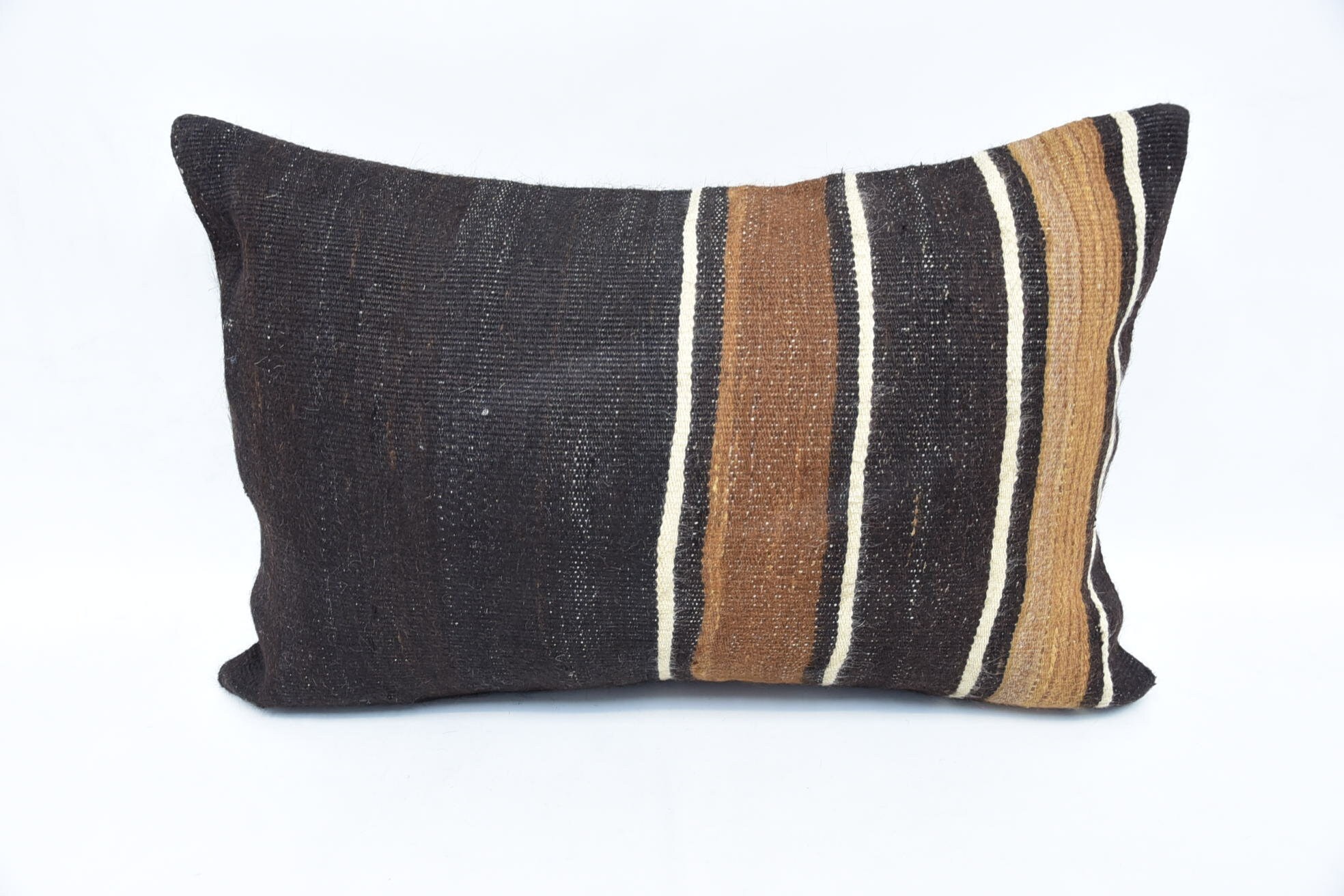 Boho Pillow Sham Cover, Turkish Pillow, Vintage Kilim Pillow, Boho Throw Pillow Cover, Muted Pillow, 16"x24" Brown Pillow Sham