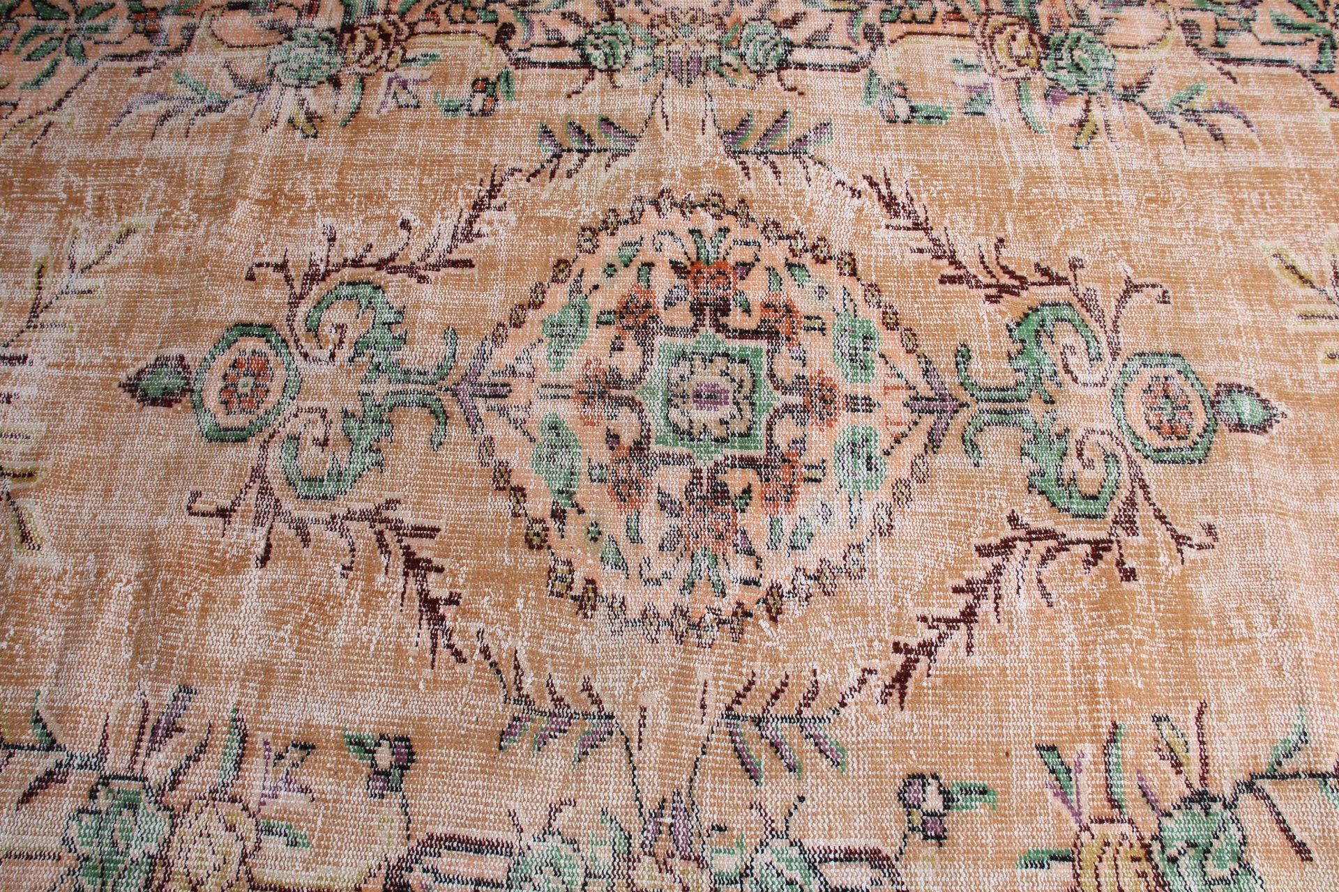 Turuncu Mutfak Halısı, Ev Dekorasyonu Halıları, Antika Halı, Büyük Oushak Halısı, 5.8x9.5 ft Büyük Halılar, Türk Halıları, Yemek Odası Halıları, Vintage Halılar