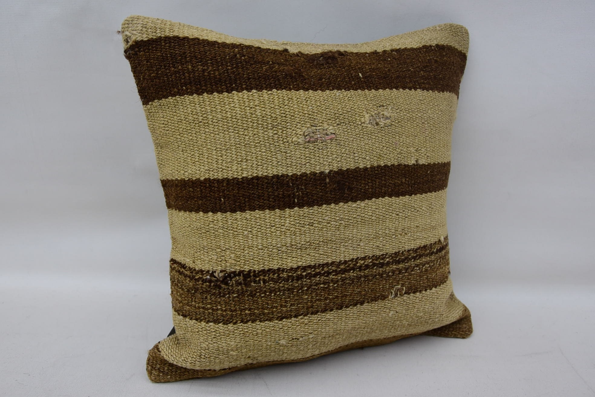 Kilim Pillow Cover, Vintage Kilim Throw Pillow, 14"x14" Beige Cushion Case, Traditional Pillow Sham, Kilim Cushion Sham