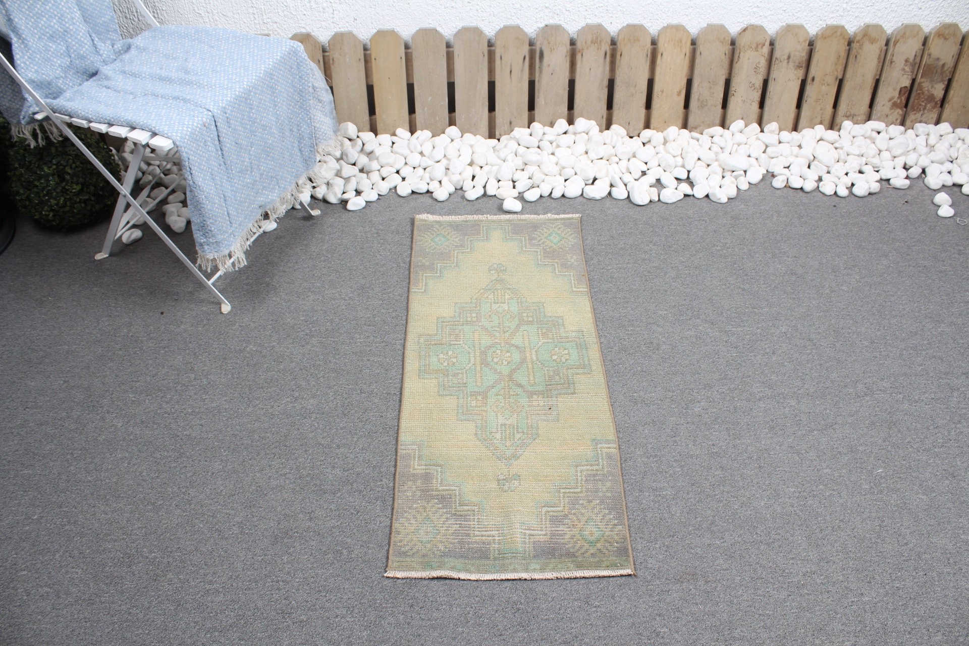 Bedroom Rug, Green Moroccan Rugs, 1.4x3.2 ft Small Rug, Rugs for Bath, Kitchen Rug, Turkish Rug, Antique Rug, Vintage Rug, Entry Rug