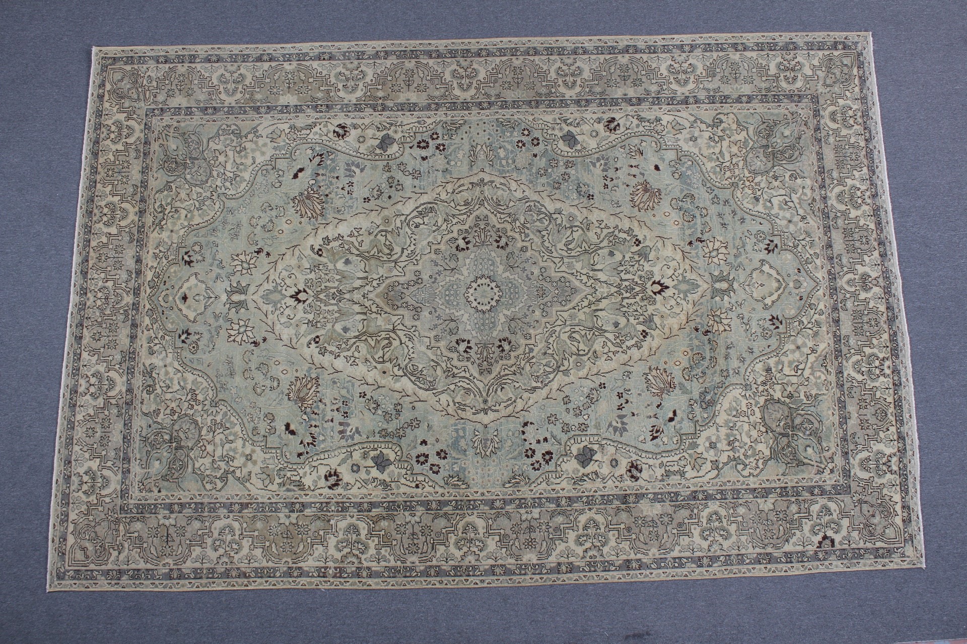 Fas Halısı, Türk Halısı, Vintage Halılar, Yatak Odası Halıları, 6,4x9,3 ft Büyük Halı, Mutfak Halısı, Yeşil Yün Halı, Oturma Odası Halısı, Salon Halısı