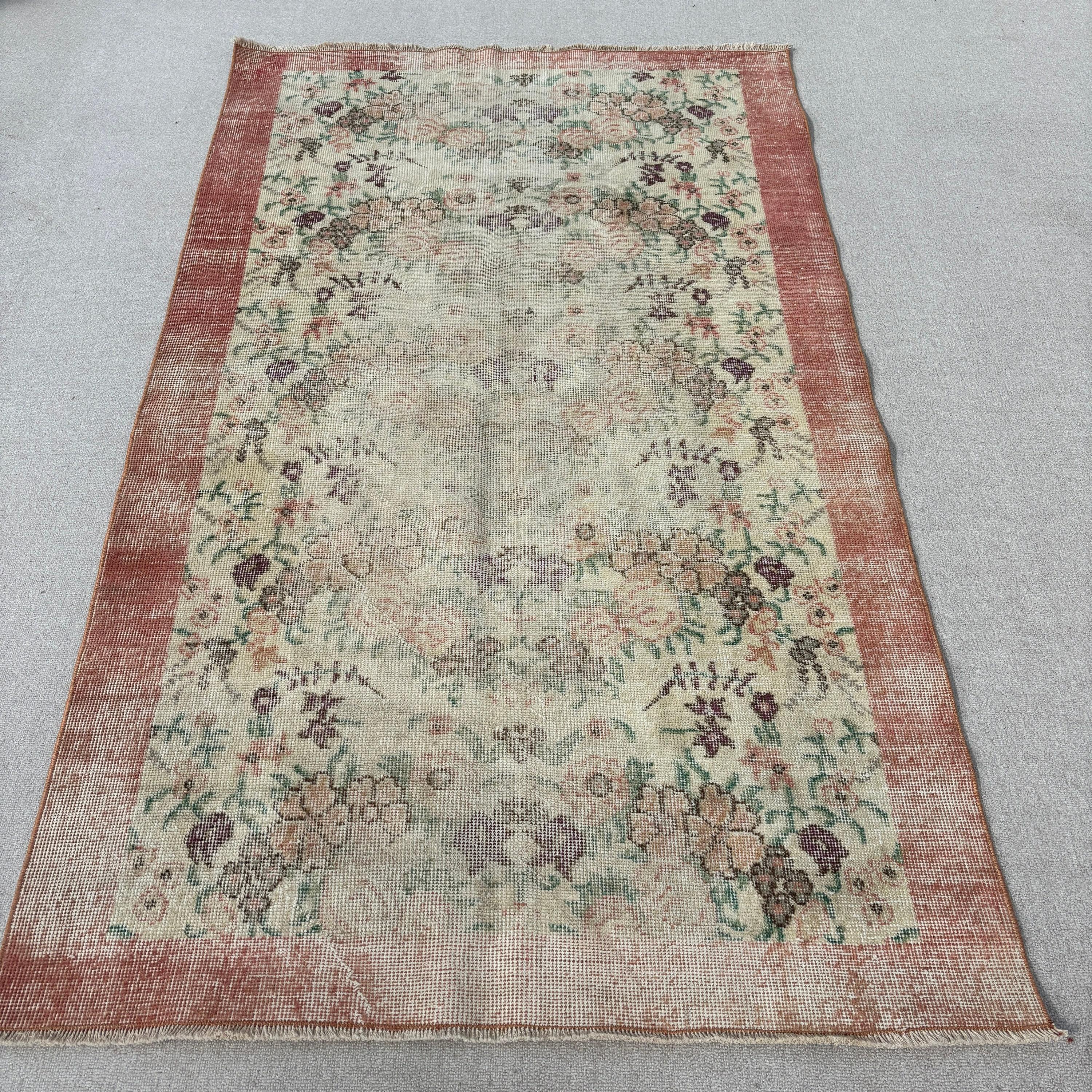 Vintage Halılar, El Dokuma Halılar, Antika Halı, Boho Bölge Halısı, Bej Anadolu Halıları, Oturma Odası Halıları, 3.8x6.4 ft Alan Halısı, Türk Halıları